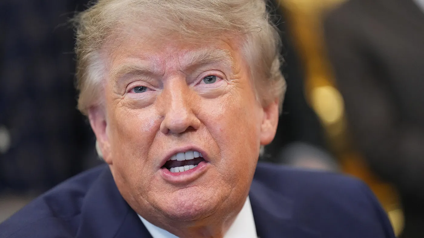 President Trump speaks and announces action to help farmers and ranchers with meat processing, as a group of farmers and ranchers stand behind, Sept. 4, 2026, in the Oval Office of the White House, in Washington. (Jacquelyn Martin, Associated Press)