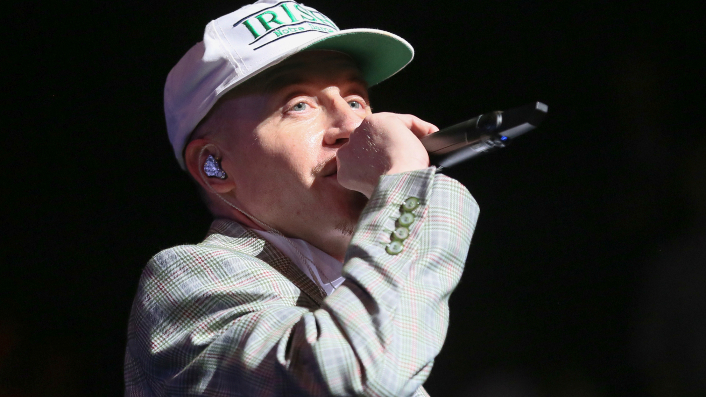 FILE – Macklemore performs at Austin City Limits Live at the Moody Theater during the South by Southwest Music Festival, March 17, 2023, in Austin, Texas. (Photo by Jack Plunkett/Invision/AP, File)