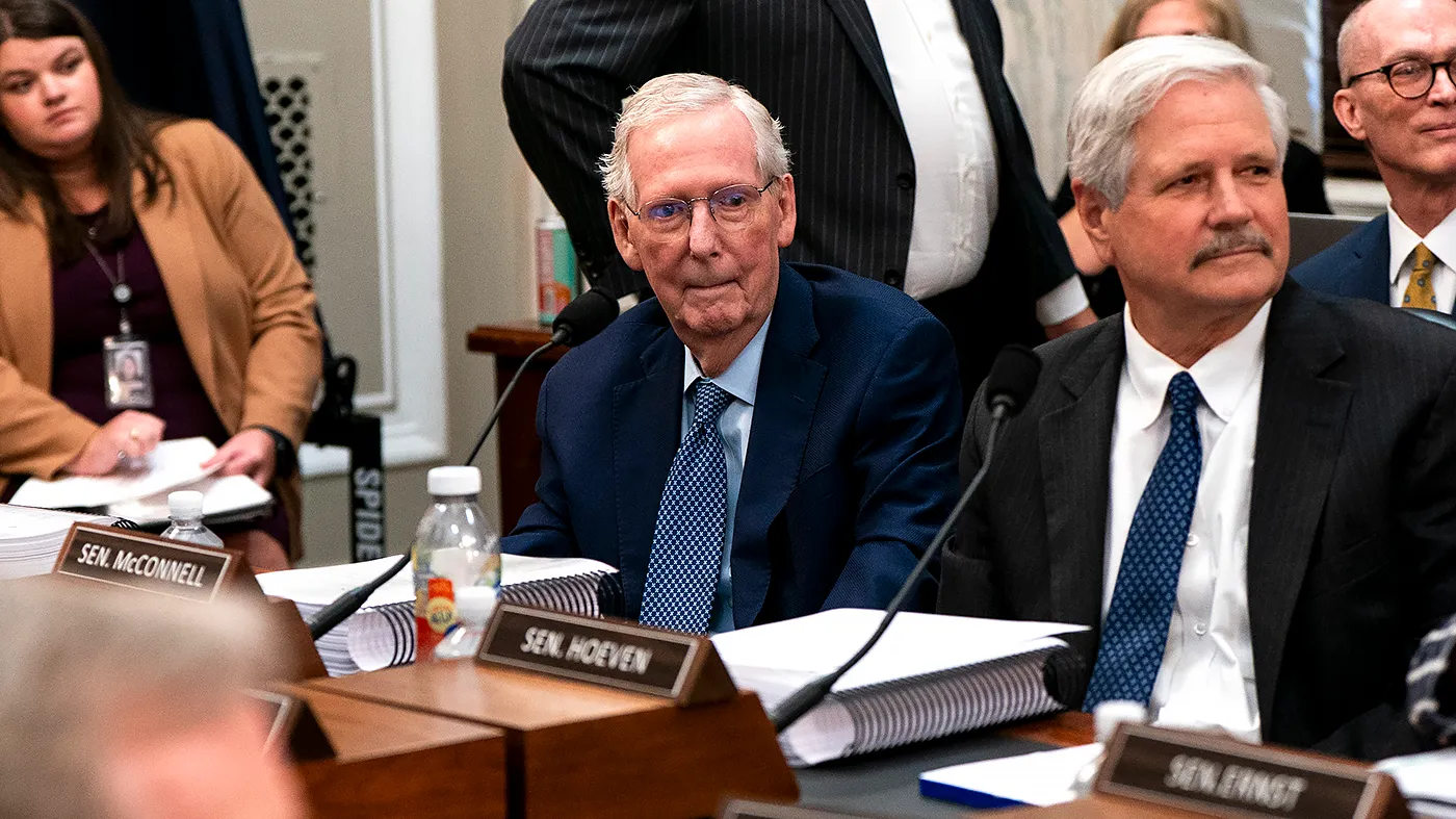 Sen. Mitch McConnell (R-Ky.) is seen during a Senate Agriculture, Nutrition, and Forestry Committee business meeting for the Agricultural Act of 2026 on Wednesday, September 16, 2026.