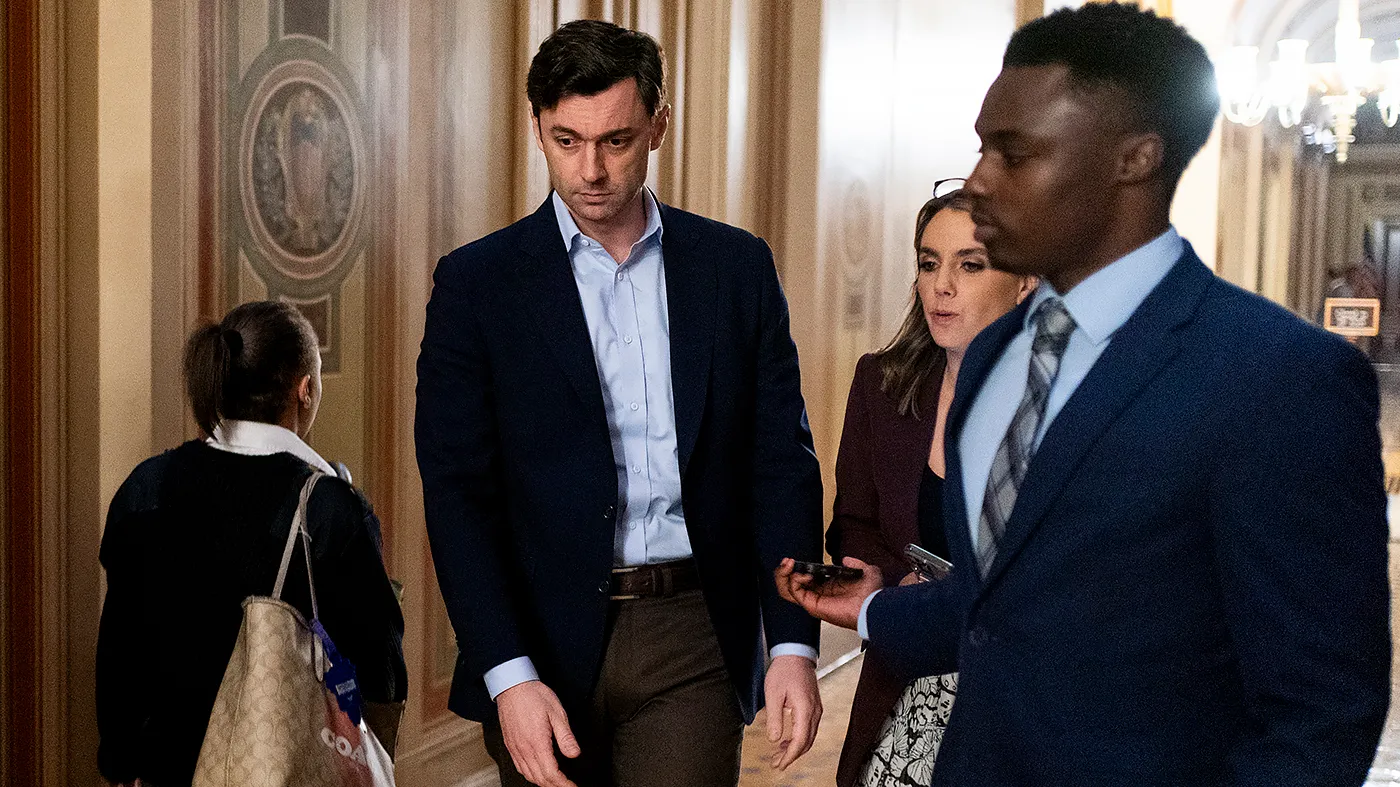 Sen. Jon Ossoff (D-Ga.) leaves the Capitol following a series of votes on Sept. 22, 2026.
