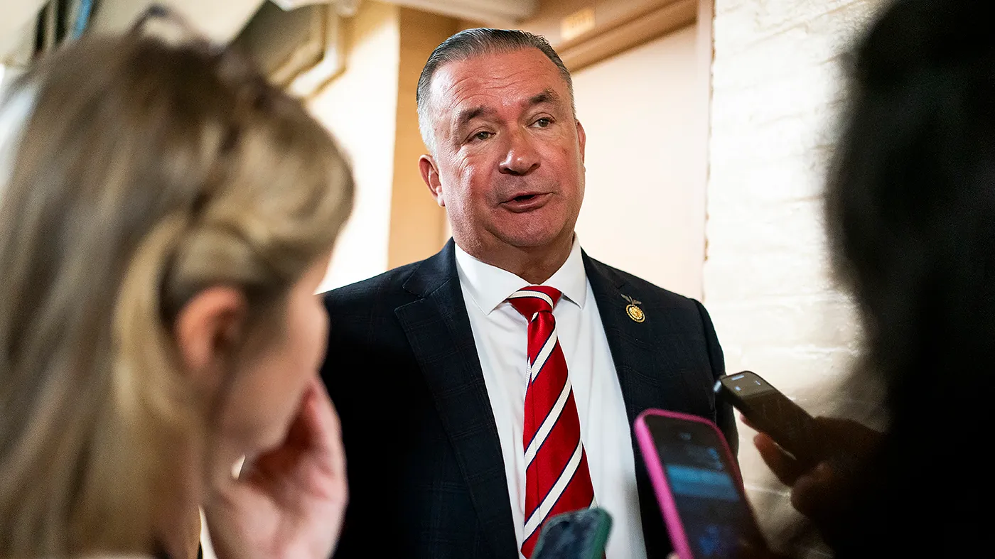 Rep. Don Bacon (R-Neb.) speaks to reporters after a closed-door House Republican conference meeting on Tuesday, September 1, 2026.