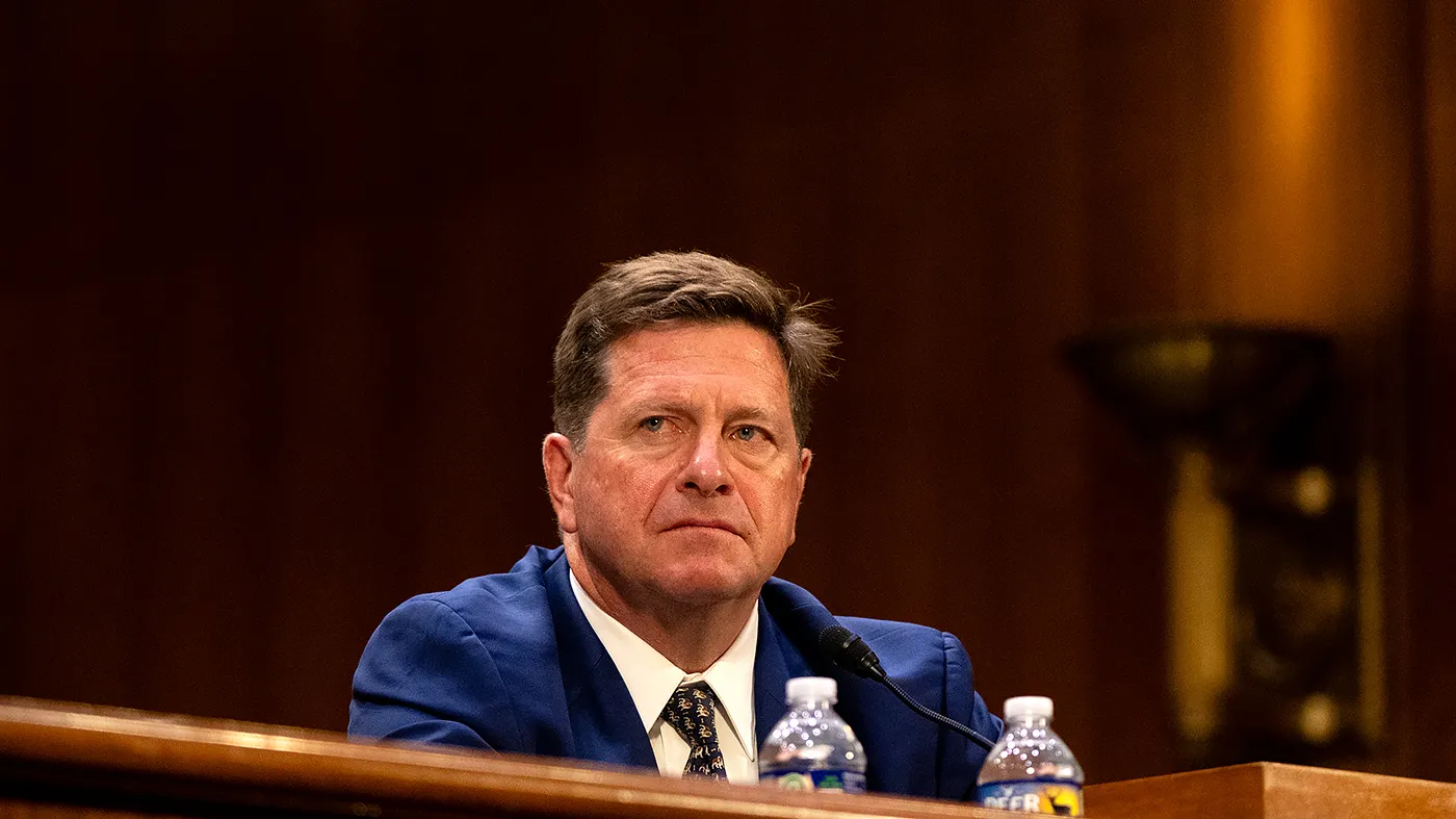 Jay Clayton is seen during his nomination to be director of National Intelligence at the U.S. Capitol in Washington, D.C., on July 15, 2026.