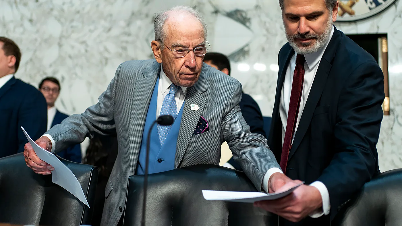 Senate Judiciary Committee Chair Chuck Grassley (R-Iowa) arrives for an oversight hearing of the FBI with Director Kash Patel on Sept. 15, 2026.
