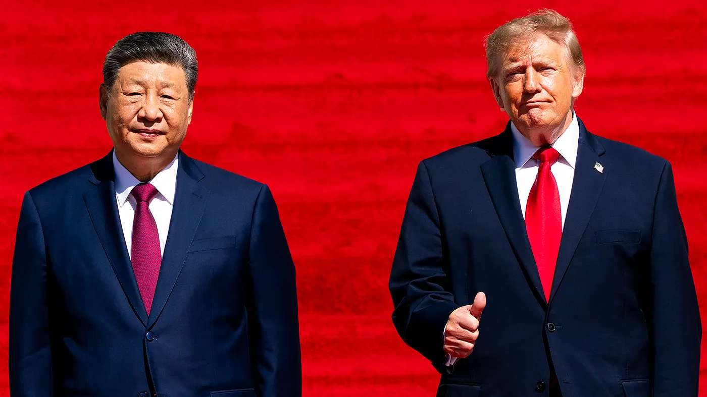 Chinese President Xi Jinping and President Trump pose for photographers as they arrive to view documents at the National Archives in Washington, D.C., on Friday, September 25, 2026, as a part of Jinping’s state visit.