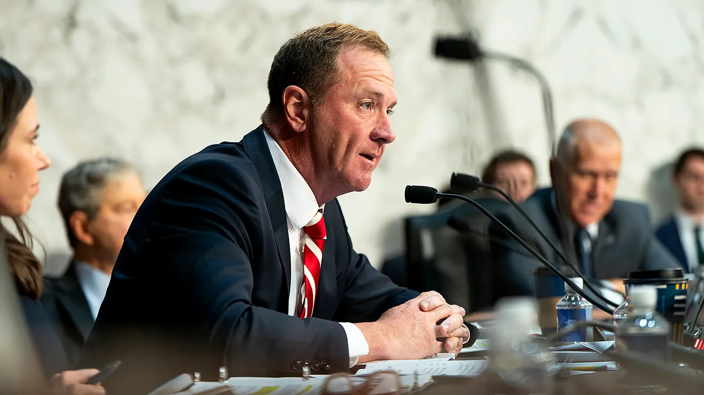Sen. Eric Schmitt (R-Mo.) questions former special counsel Jack Smith during a Senate Judiciary Committee hearing to discuss Smith’s investigations into President Trump, Arctic Frost and allegedly targeting Republicans on Sept. 29, 2026.