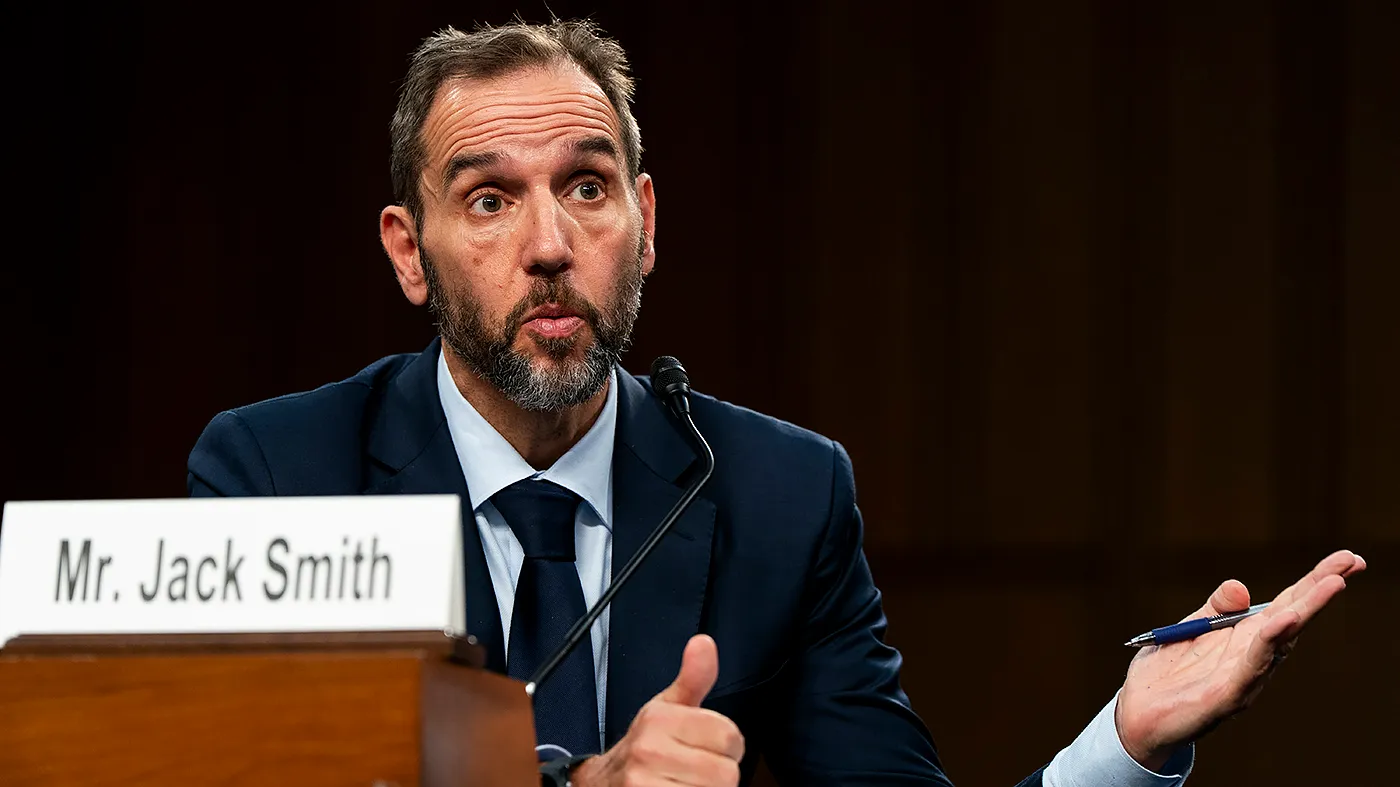 Former special counsel Jack Smith answers questions during a Senate Judiciary Committee hearing to discuss his investigations into President Trump, Arctic Frost and allegedly targeting Republicans on Sept. 29, 2026.