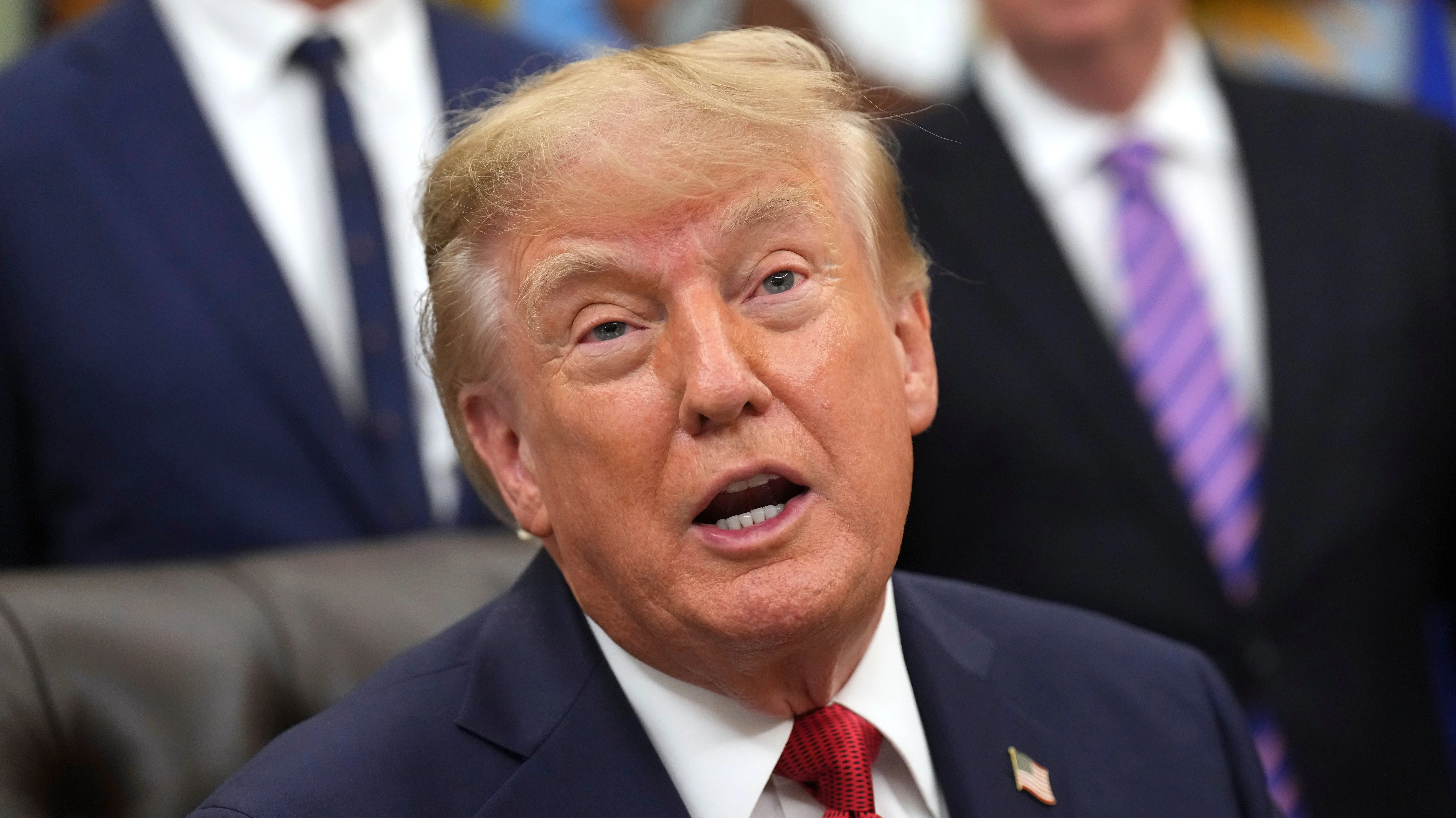 President Trump speaks during an event about healthcare in the Oval Office of the White House on Sept. 18, 2026, in Washington.