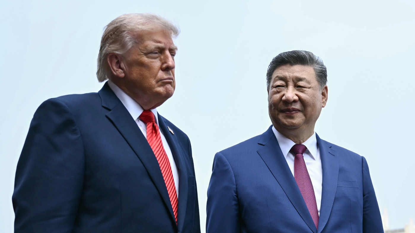 Chinese President Xi Jinping, right, and U.S. President Trump visit the Temple of Heaven in Beijing, May 14, 2026.