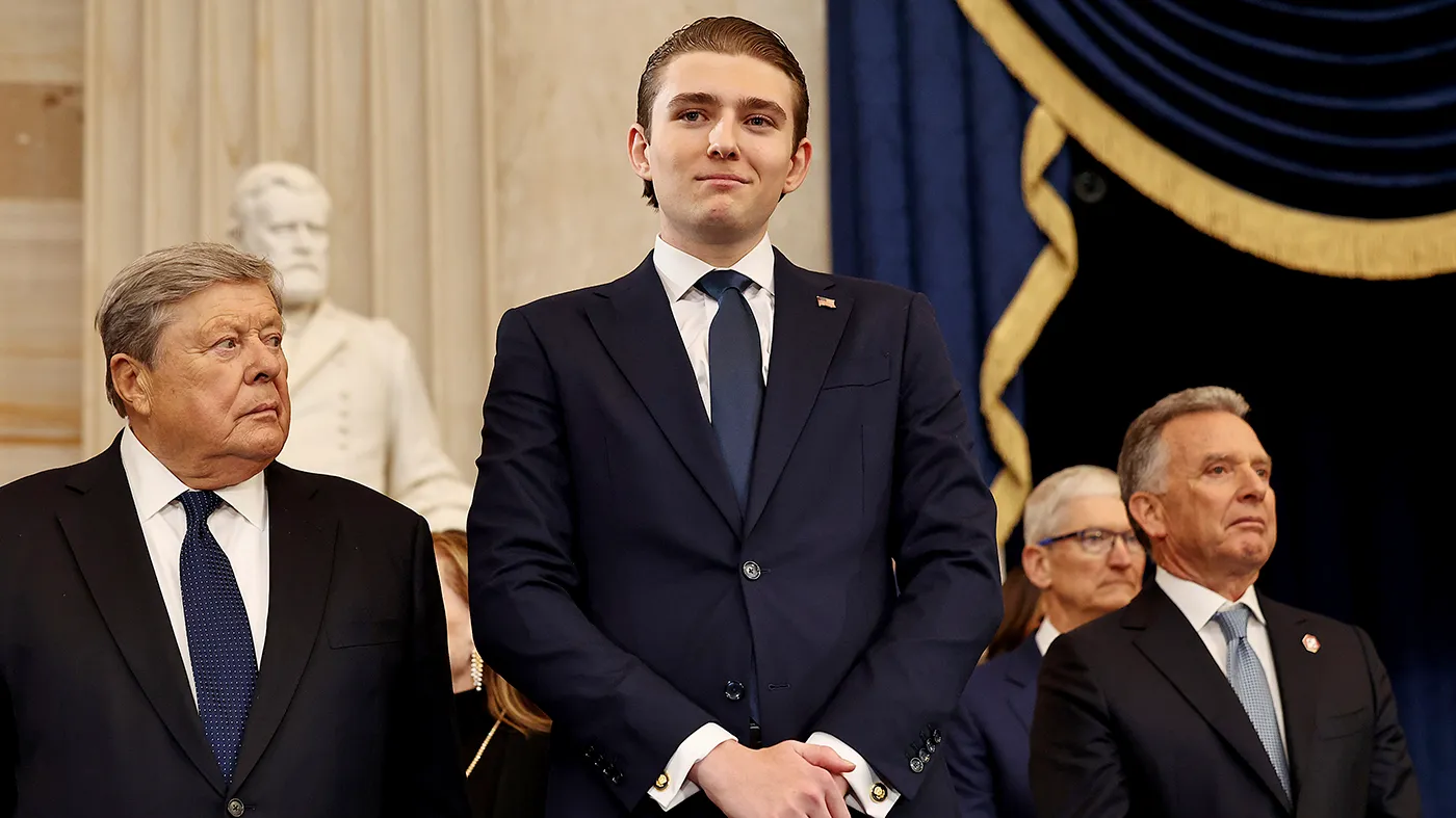 Barron Trump arrives before the 60th Presidential Inauguration in the Rotunda of the Capitol in Washington, Jan. 20, 2025.
