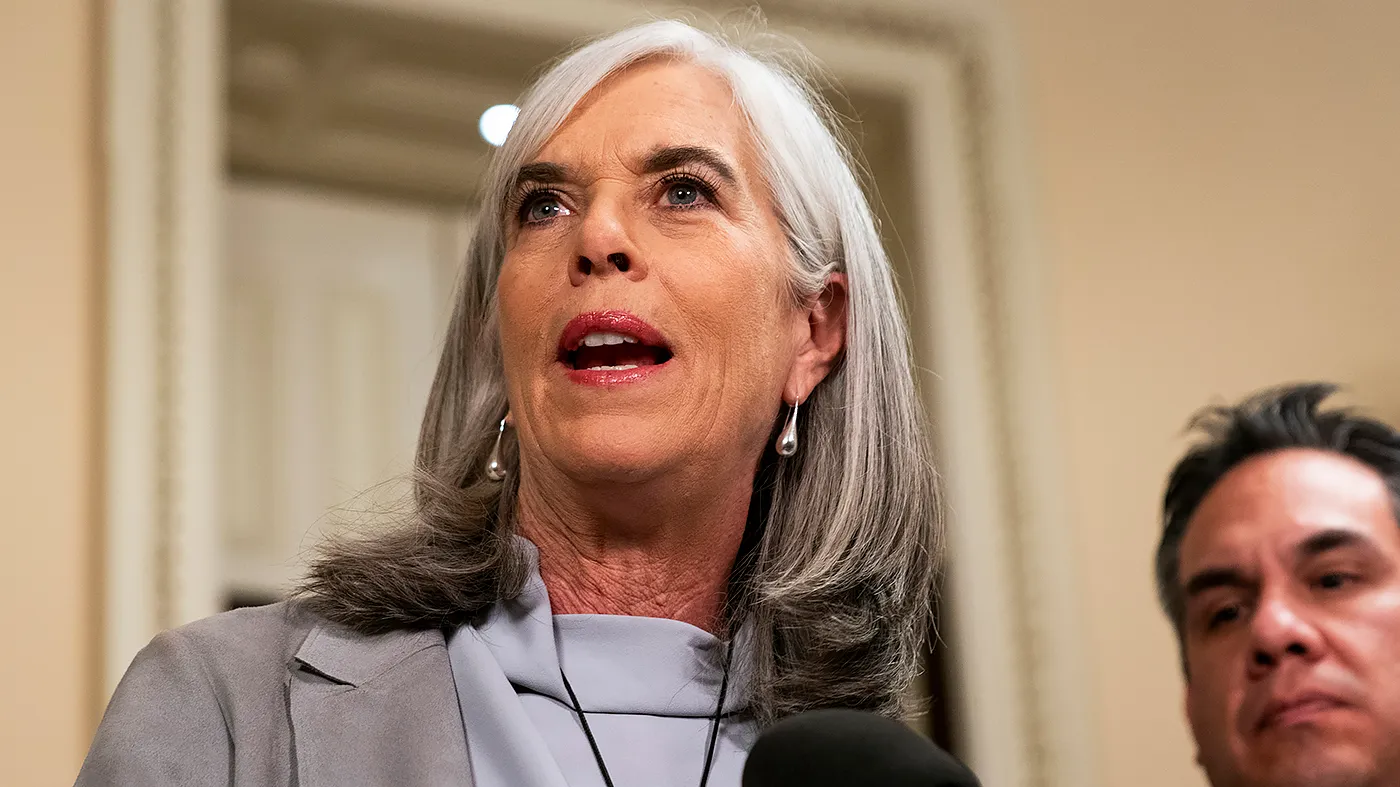 Minority Whip Katherine Clark (D-Mass.) speaks to reporters following the passage of a three-year extension of Obamacare subsides on Thursday, January 8, 2026.