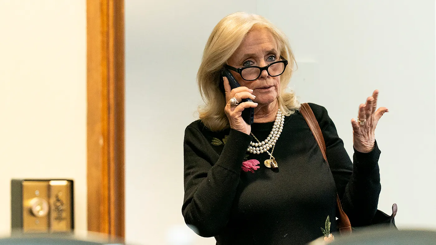 Rep. Debbie Dingell (D-Mich.) arrives for a House Energy and Commerce Subcommittee hearing to discuss oversight of the Federal Communications Commission (FCC) on January 14, 2026.