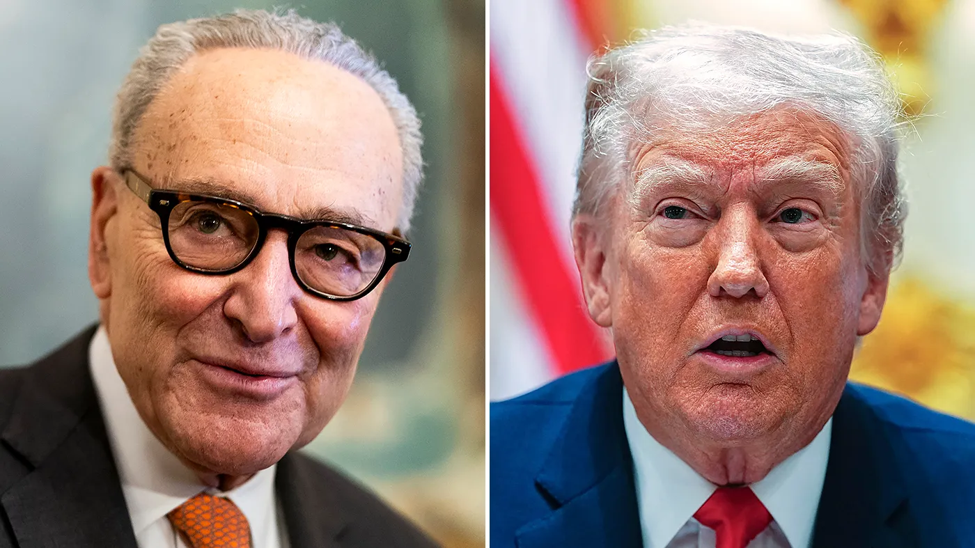 Senate Minority Leader Chuck Schumer (D-N.Y.), left, and President Trump