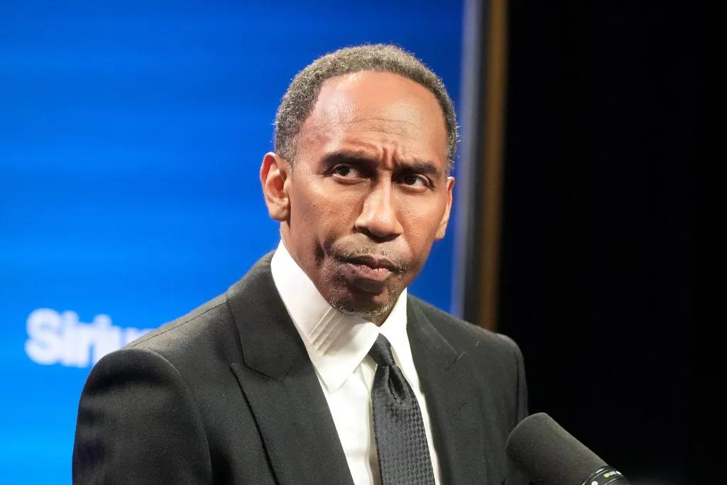 ESPN’s Stephen A. Smith is shown at the NFL’s Super Bowl Radio Row in San Francisco, Wednesday, Feb. 4, 2026. (AP Photo/Jeff Chiu)