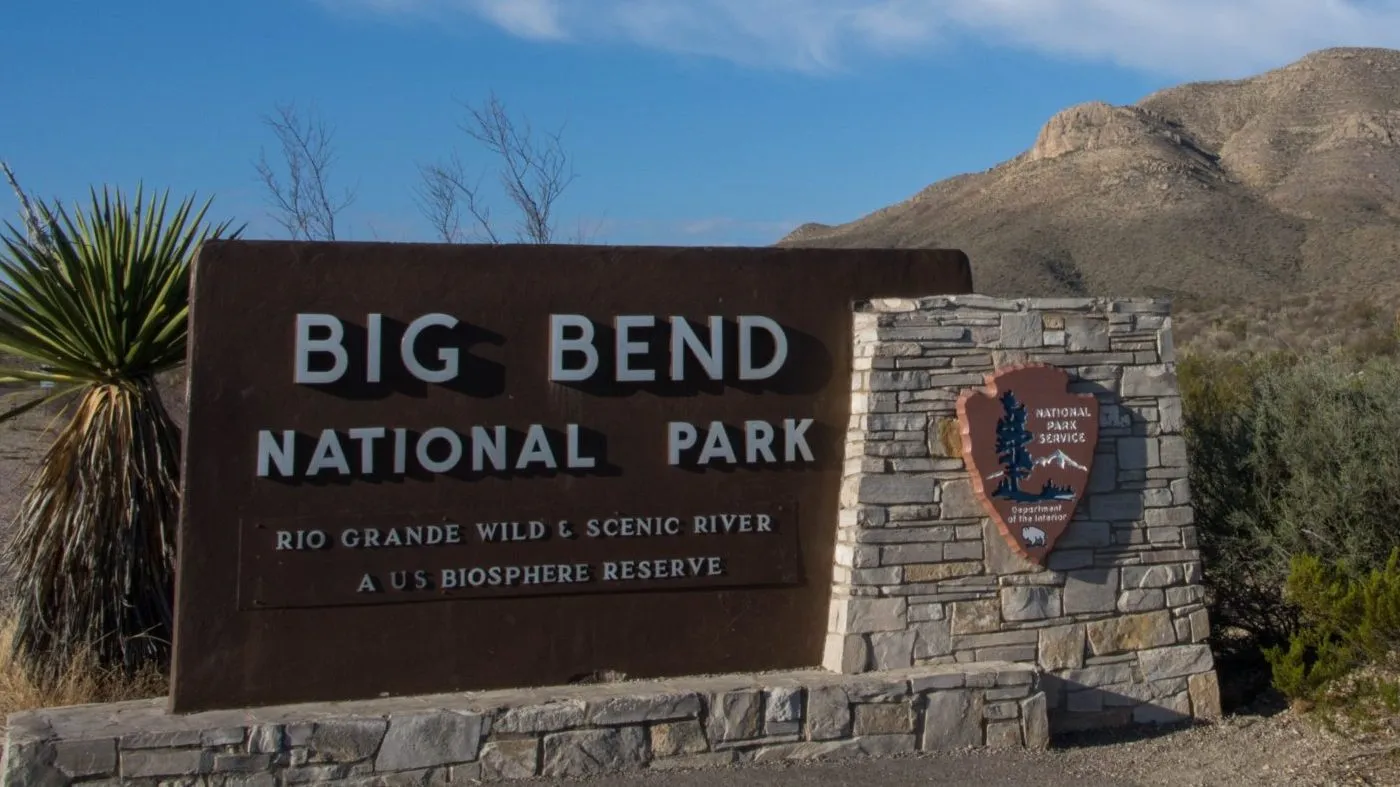 Entrance sign to Big Bend National Park is seen.