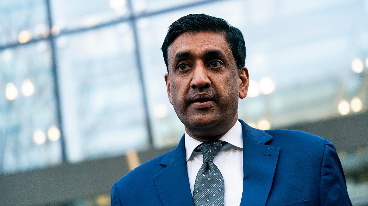 Rep. Ro Khanna (D-Calif.) speaks to reporters outside a Department of Justice facility in Washington, D.C., after reviewing documents related to the Jeffrey Epstein investigation on Feb. 9, 2026.