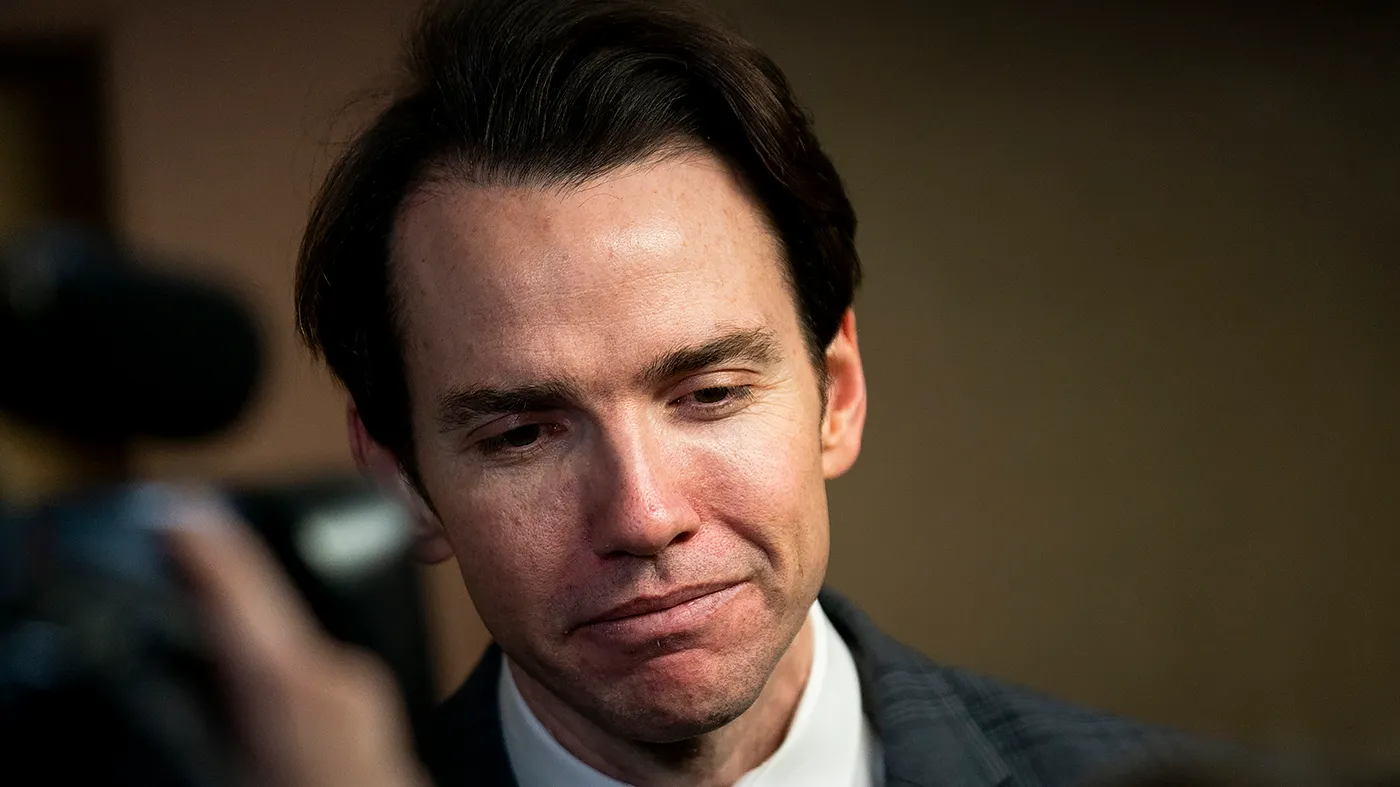 Rep. Kevin Kiley (R-Calif.) speaks to reporters as he leaves a closed-door House Republican conference meeting, Feb. 3, 2026.