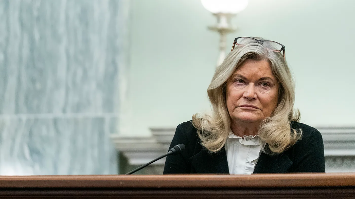 Sen. Cynthia Lummis (R-Wyo.) is seen during a Senate Commerce, Science, and Transportation subcommittee hearing to discuss live venues and ticketing at the Capitol in Washington, D.C., on Wednesday, January 28, 2026.