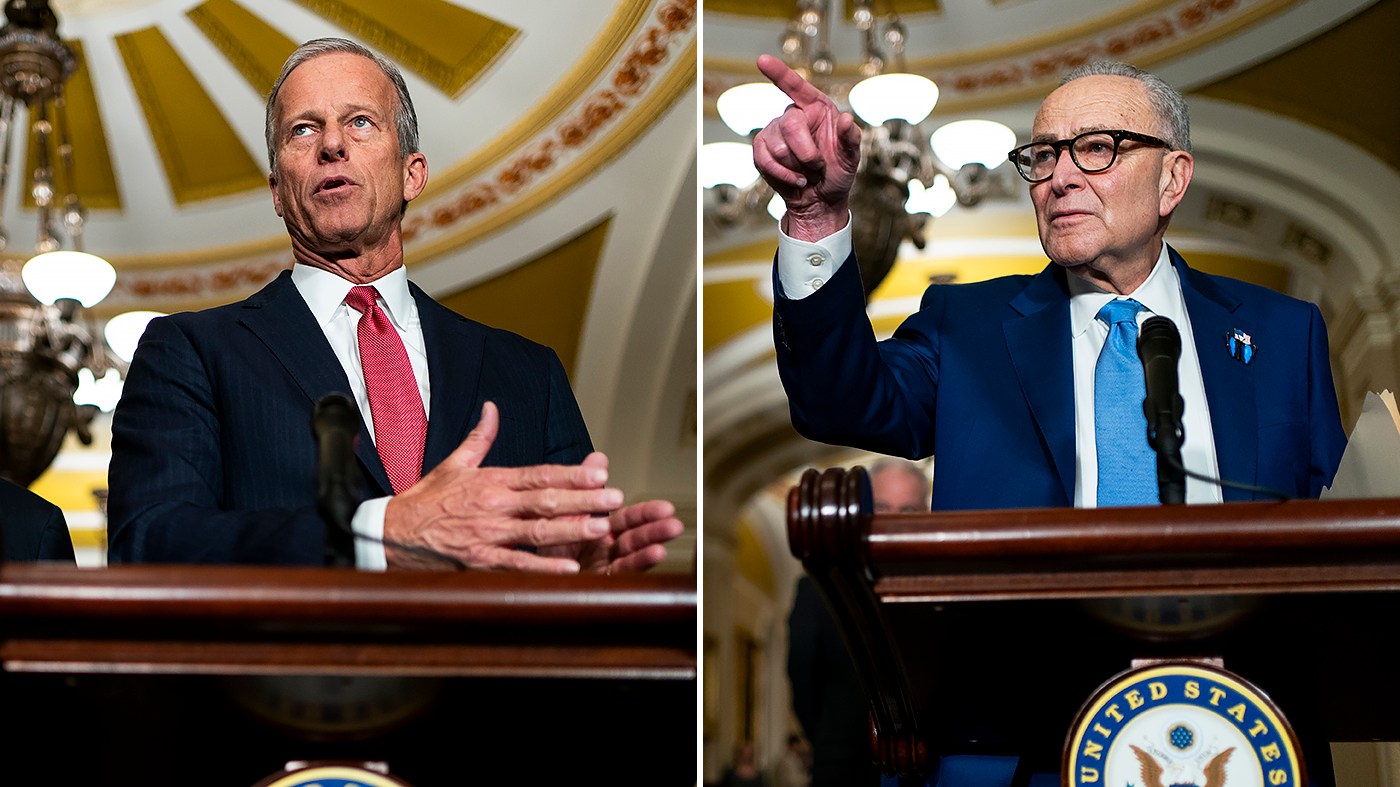 Senate Majority Leader John Thune (R-S.D.) and Senate Minority Leader Chuck Schumer (D-N.Y.).