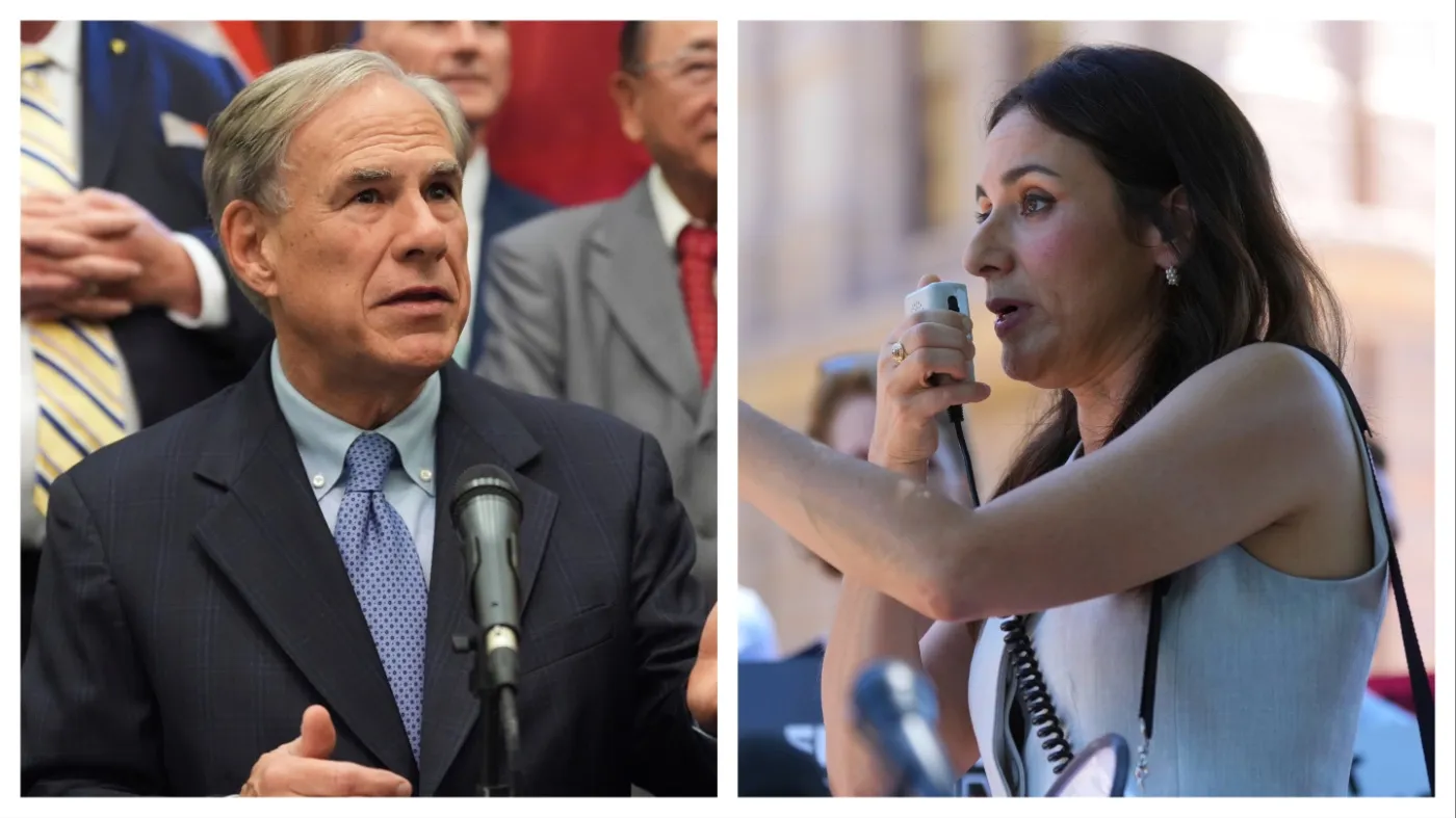 Texas Gov. Greg Abbott (R), left; and Gina Hinojosa, the Democratic nominee in the Texas governor’s race.