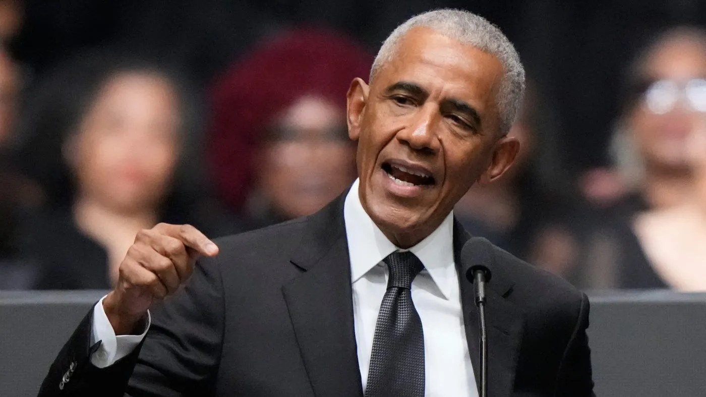Former President Obama speaks during the Public Homegoing Service for the Rev. Jesse Jackson at the House of Hope in Chicago, March 6, 2026.