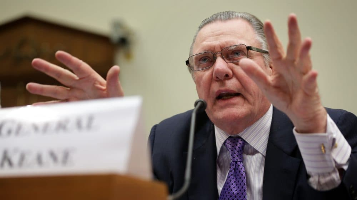 Retired Army Gen. Jack Keane, chair of the Institute for the Study of War, testifies during a joint hearing before the House Foreign Affairs Committee panel on July 15, 2014 in Washington, D.C.