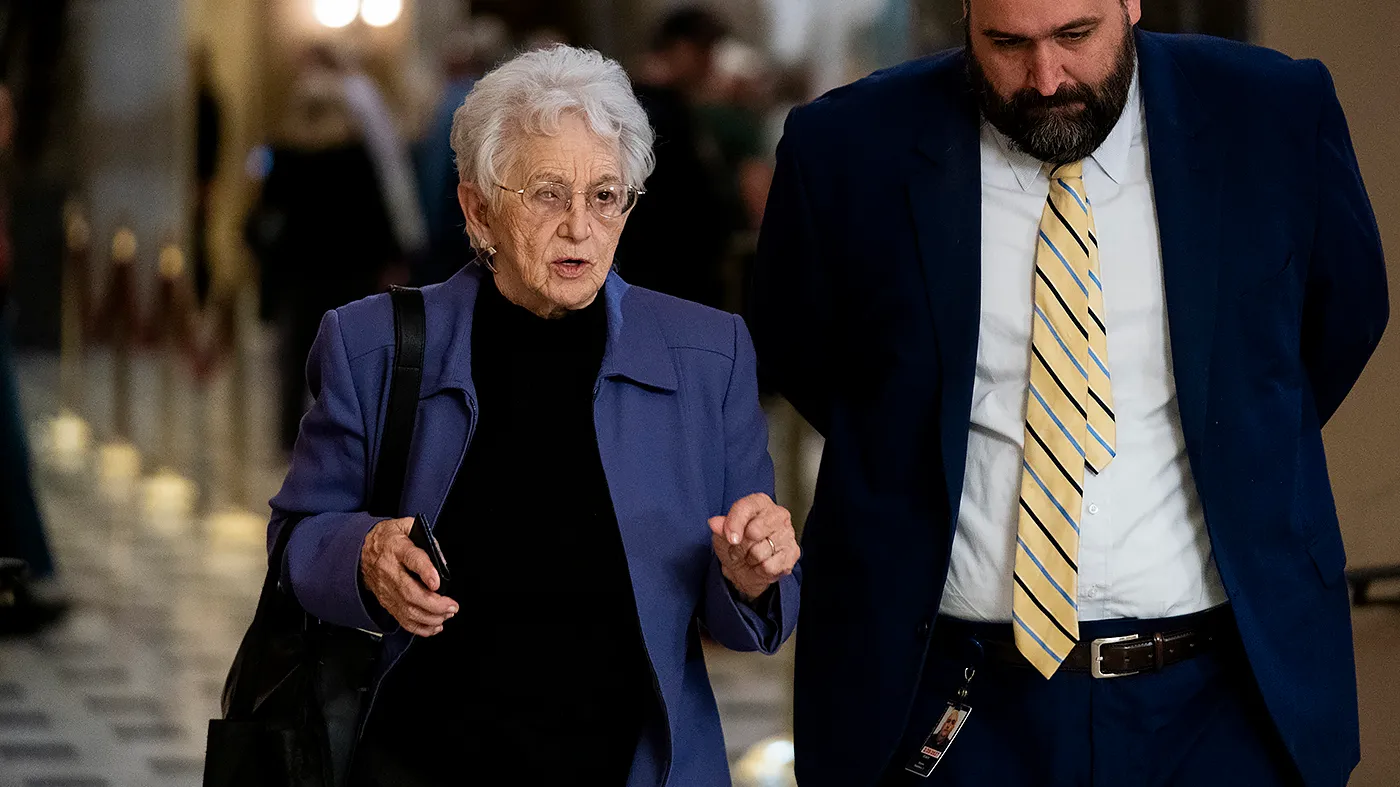 Rep. Virginia Foxx (R-N.C.) heads to the House Chamber on Friday, March 27, 2026.