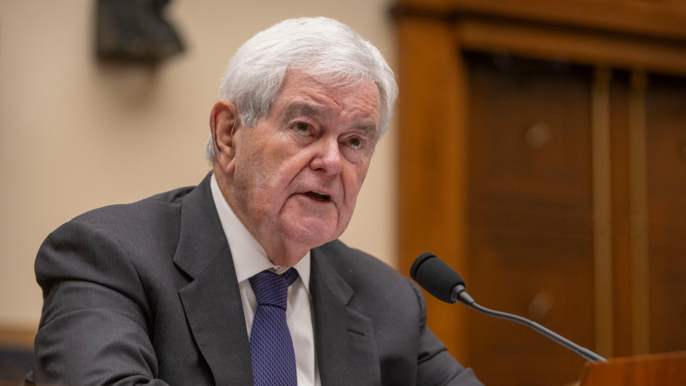 Former House Speaker Newt Gingrich speaks during a joint subcommittee hearing of the House Judiciary Committee on Capitol Hill, April 1, 2025, in Washington.