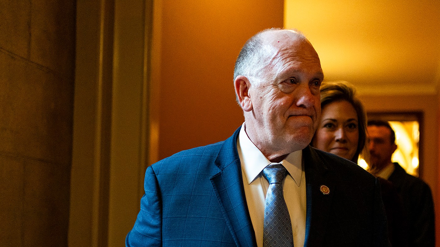 Border czar Thomas Homan leaves a meeting with Senators to discuss Department of Homeland Security funding at the U.S. Capitol in Washington, D.C., on March 19, 2026.