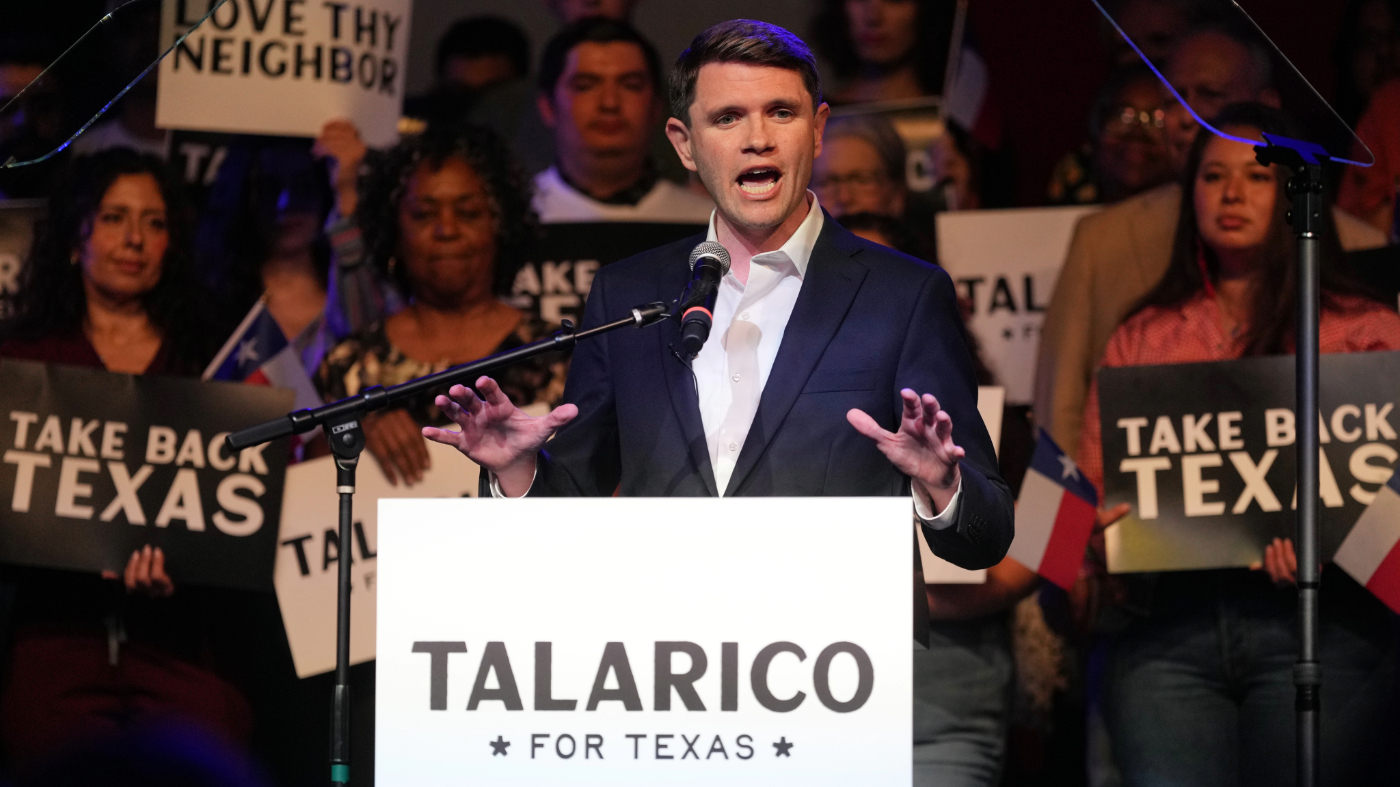 Texas state Rep. James Talarico speaks for the first time since winning the Democratic nomination in Austin, March 4, 2026.