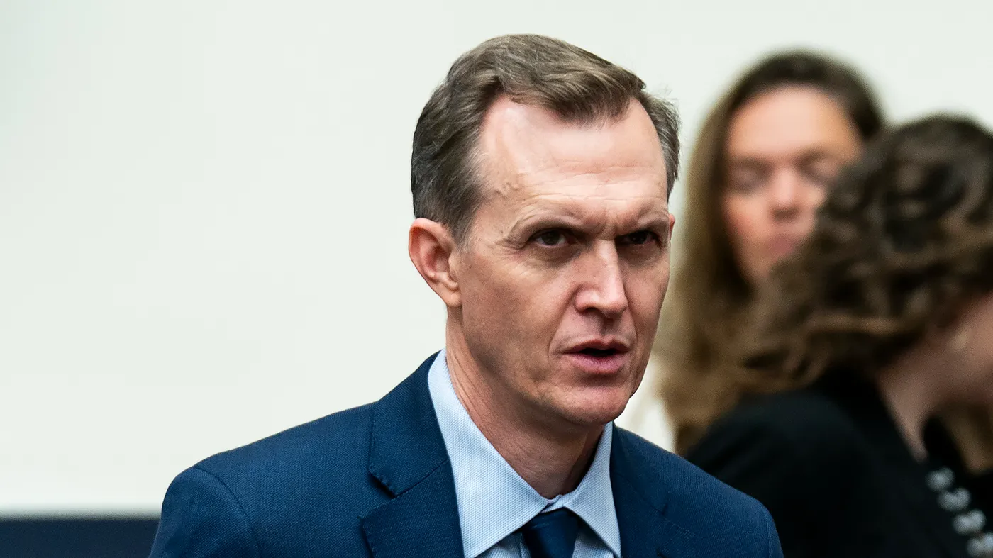 Rep. George Whitesides (D-Calif.) arrives for a House Armed Services Committee committee hearing to discuss U.S. defense strategy and posture with Elbridge Colby, Under Secretary of Defense for Policy at the Department of Defense, on Thursday, March 5, 2026.