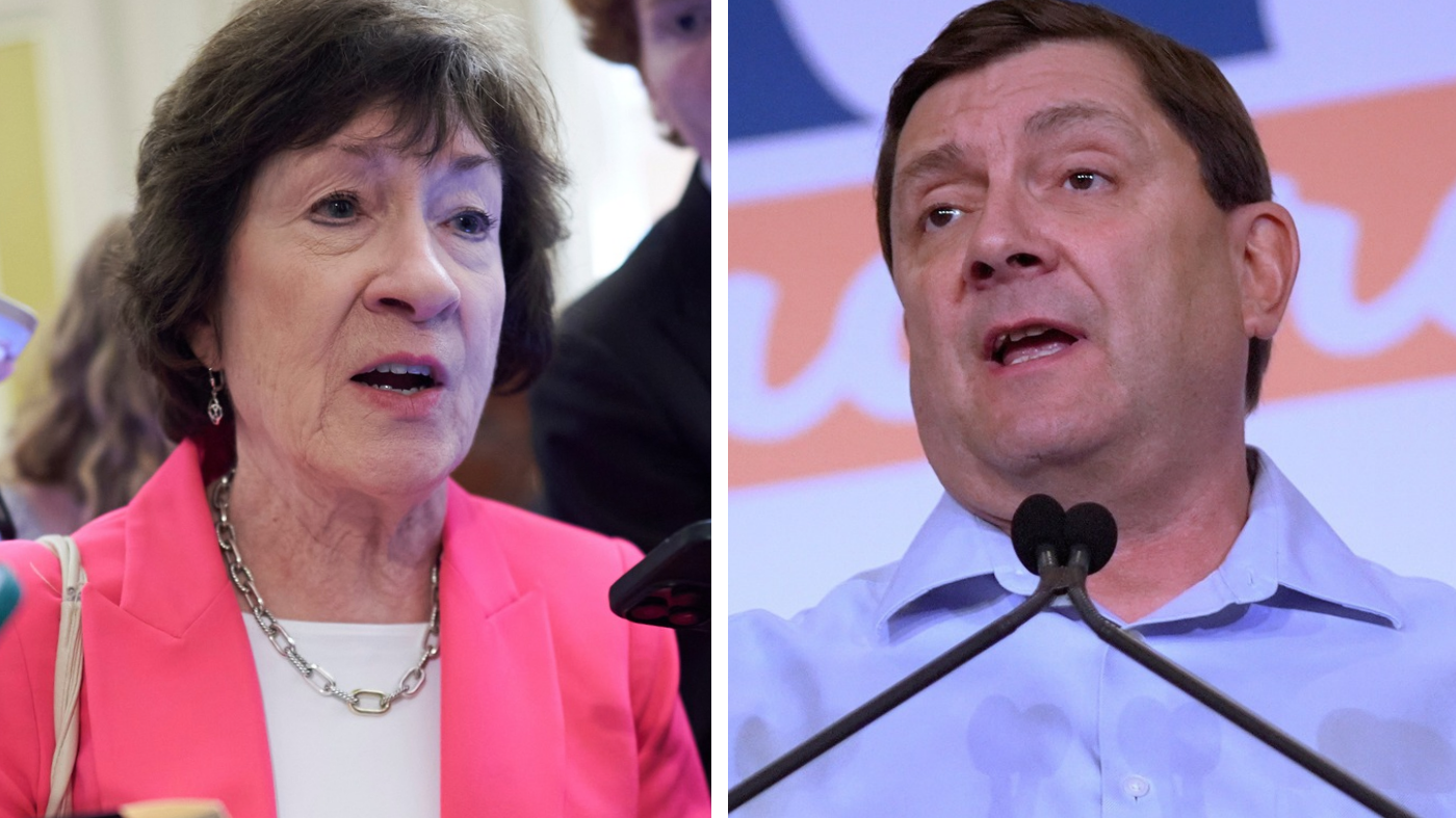 Sen. Susan Collins (R-Maine) and Democratic Senate nominee Troy Jackson. (AP Photo/J. Scott Applewhite/Robert F. Bukaty)