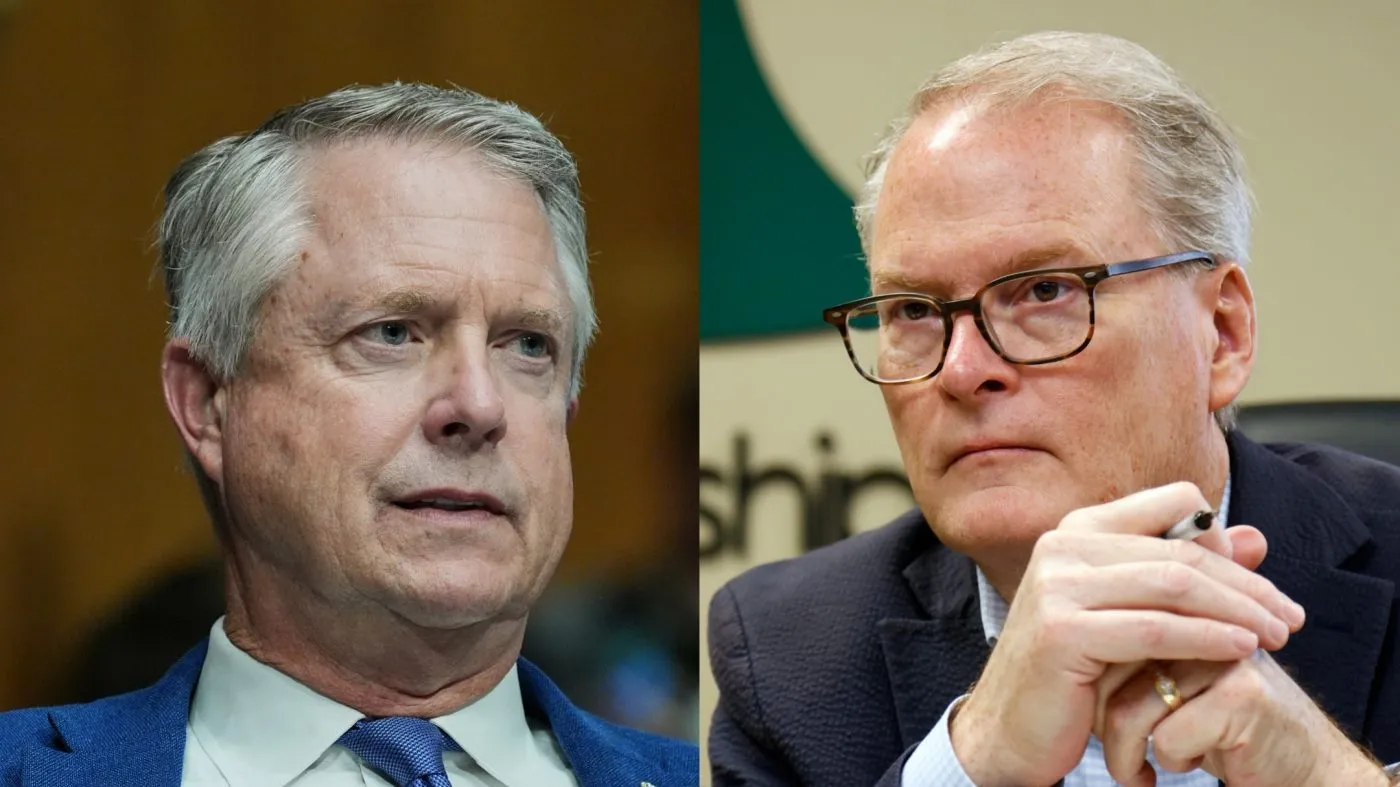 Sen. Roger Marshall (R-Kan.), left, and Democratic candidate Adam Hamilton.