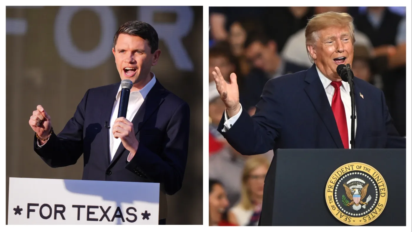 Donald Trump and James Talarico split