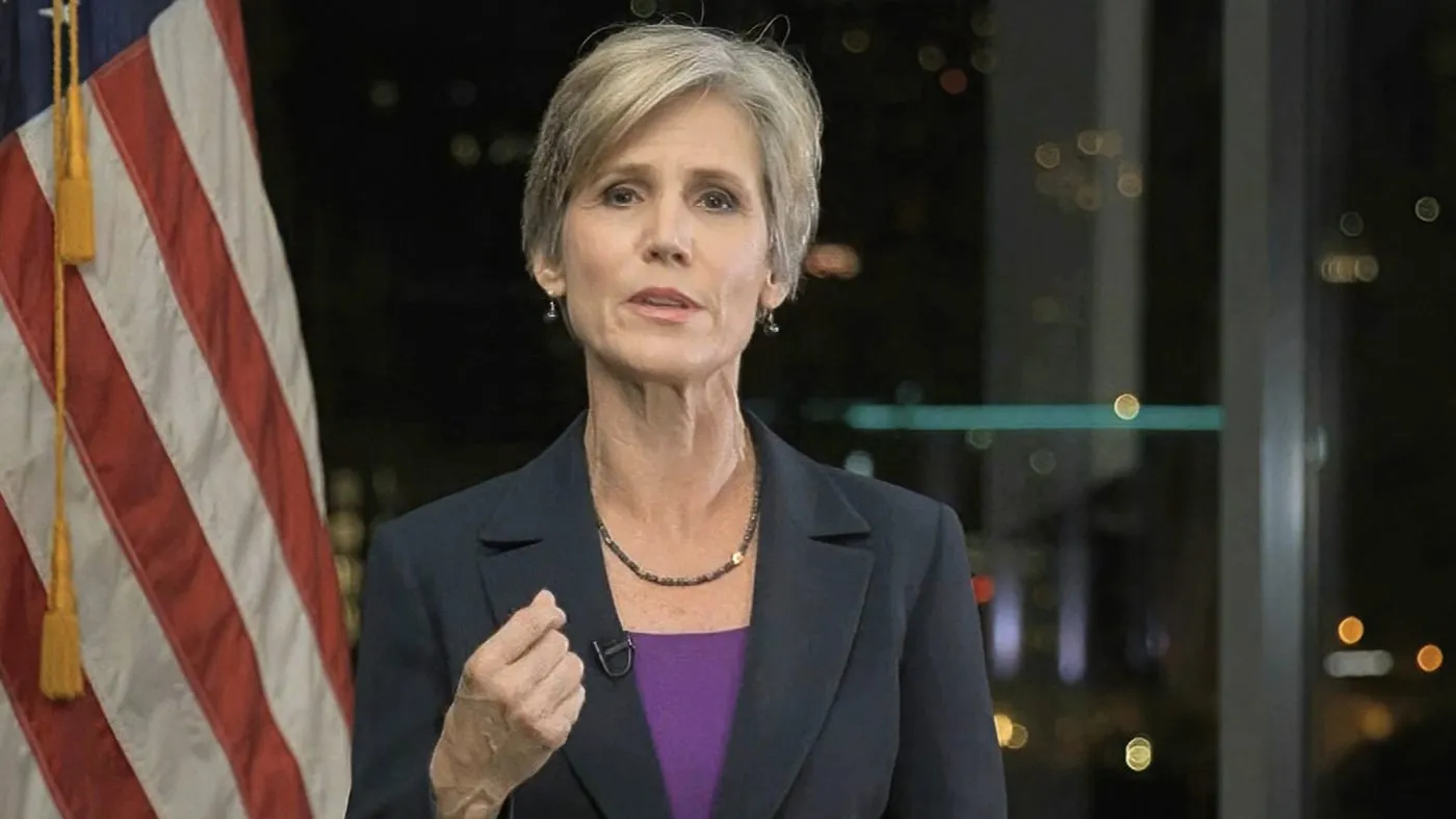 In this image from video, former Acting Attorney General Sally Yates speaks during the second night of the Democratic National Convention on Tuesday, Aug. 18, 2020. (Democratic National Convention via AP)