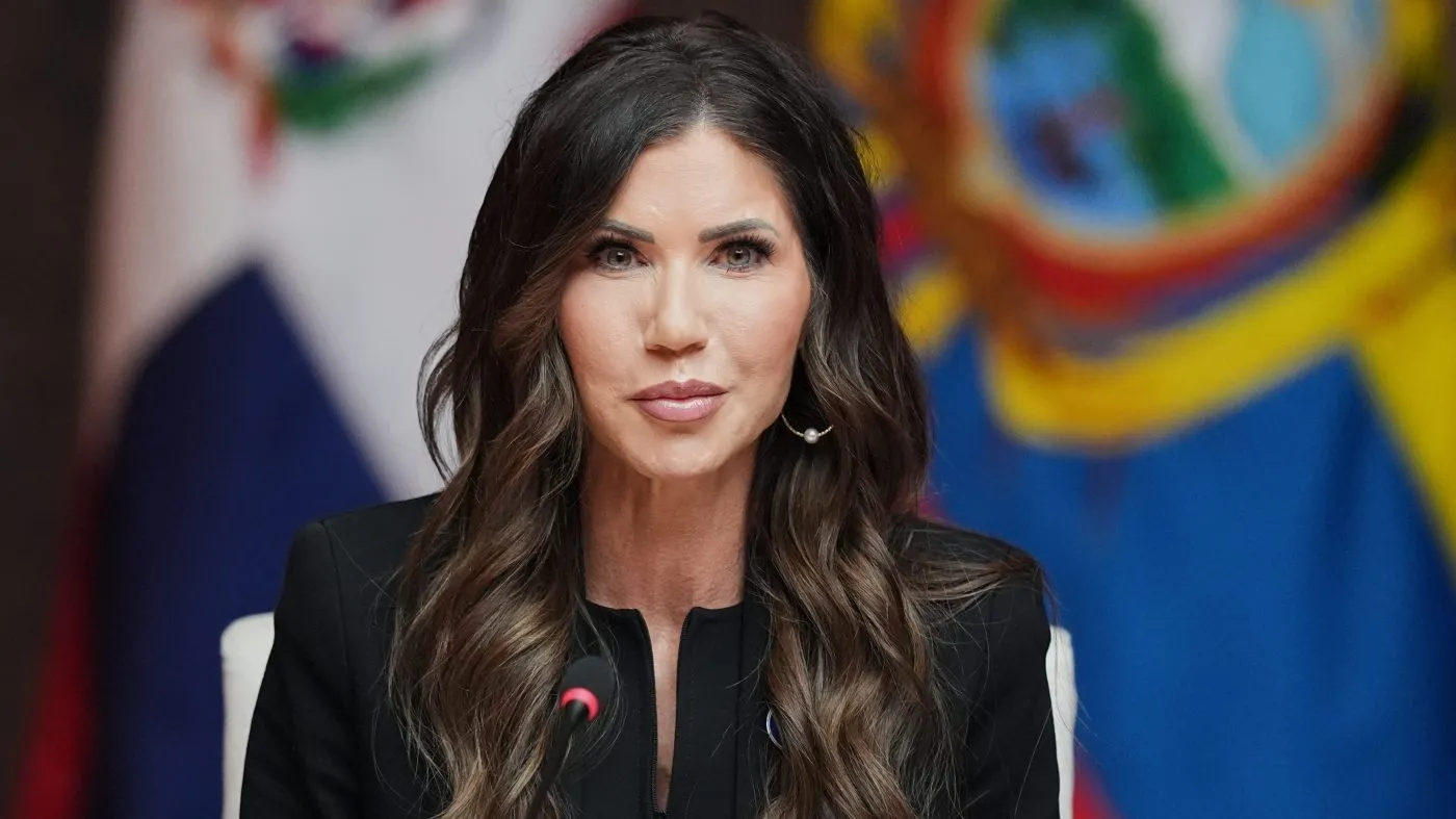 Secretary of Homeland Security Kristi Noem delivers remarks at a working lunch at the Shield of the Americas Summit, Saturday, March 7, 2026, at Trump National Doral Miami in Doral, Fla. (AP Photo/Rebecca Blackwell)