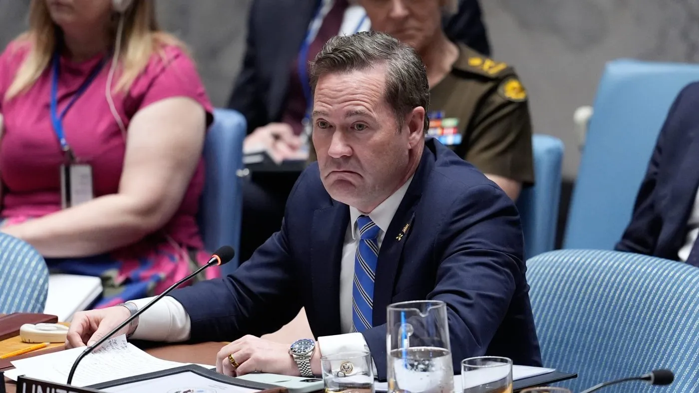 United States Ambassador to the United Nations Mike Waltz speaks during a meeting of the Security Council at U.N. headquarters, March 11, 2026.