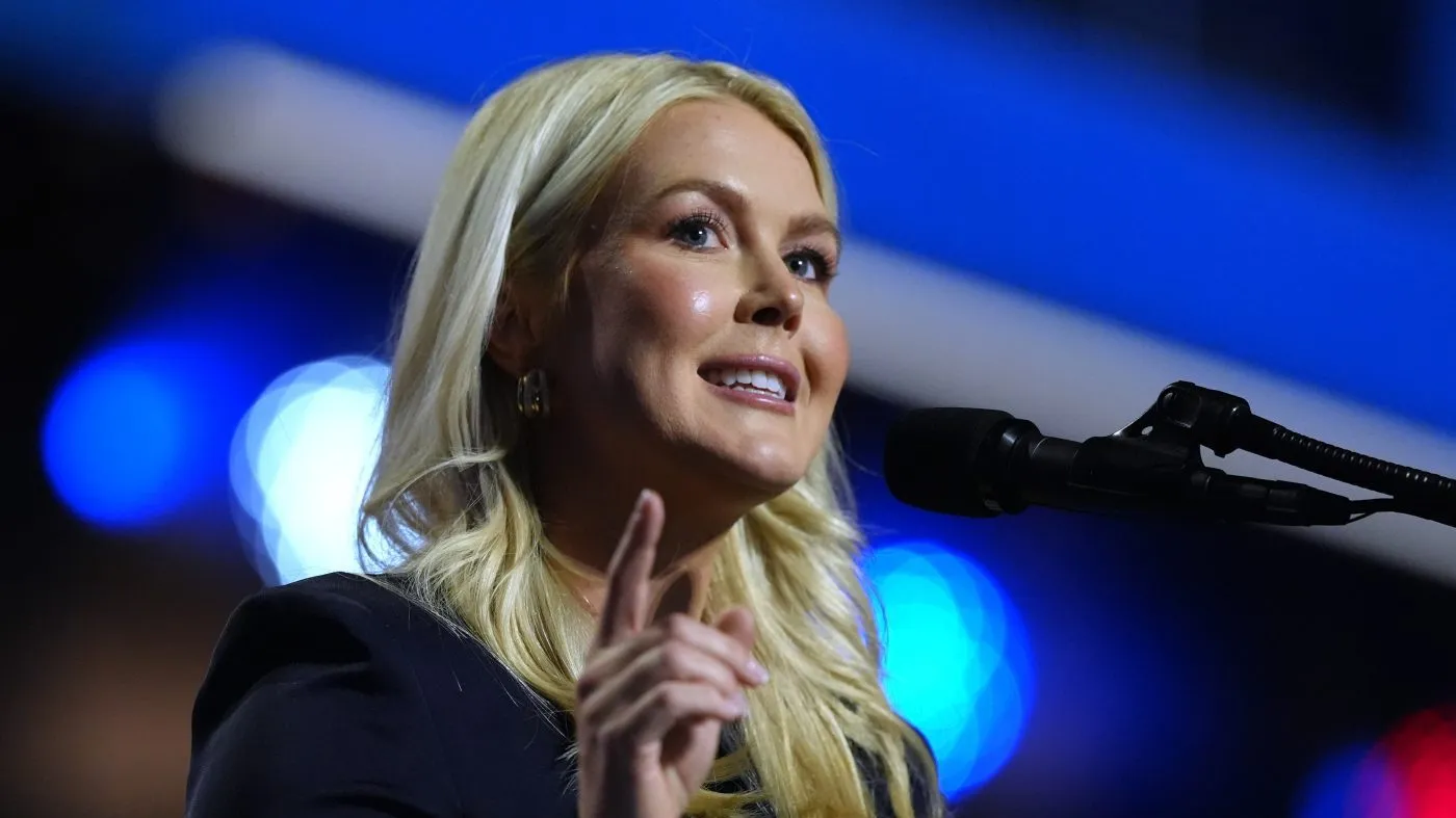 Former White House press secretary Karoline Leavitt speaks at the Republican convention, Thursday, Sept. 10, 2026, in Dallas. (AP Photo/Jacquelyn Martin)