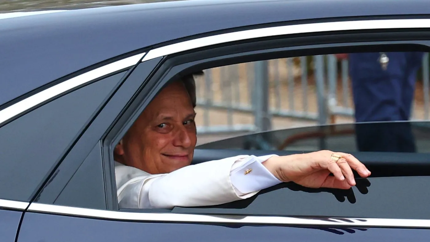Pope Leo XIV leaves after a Mass at Saint-Etienne Cathedral, Monday, Sept. 28, 2026, in Metz, France. (AP Photo/Antonin Utz)