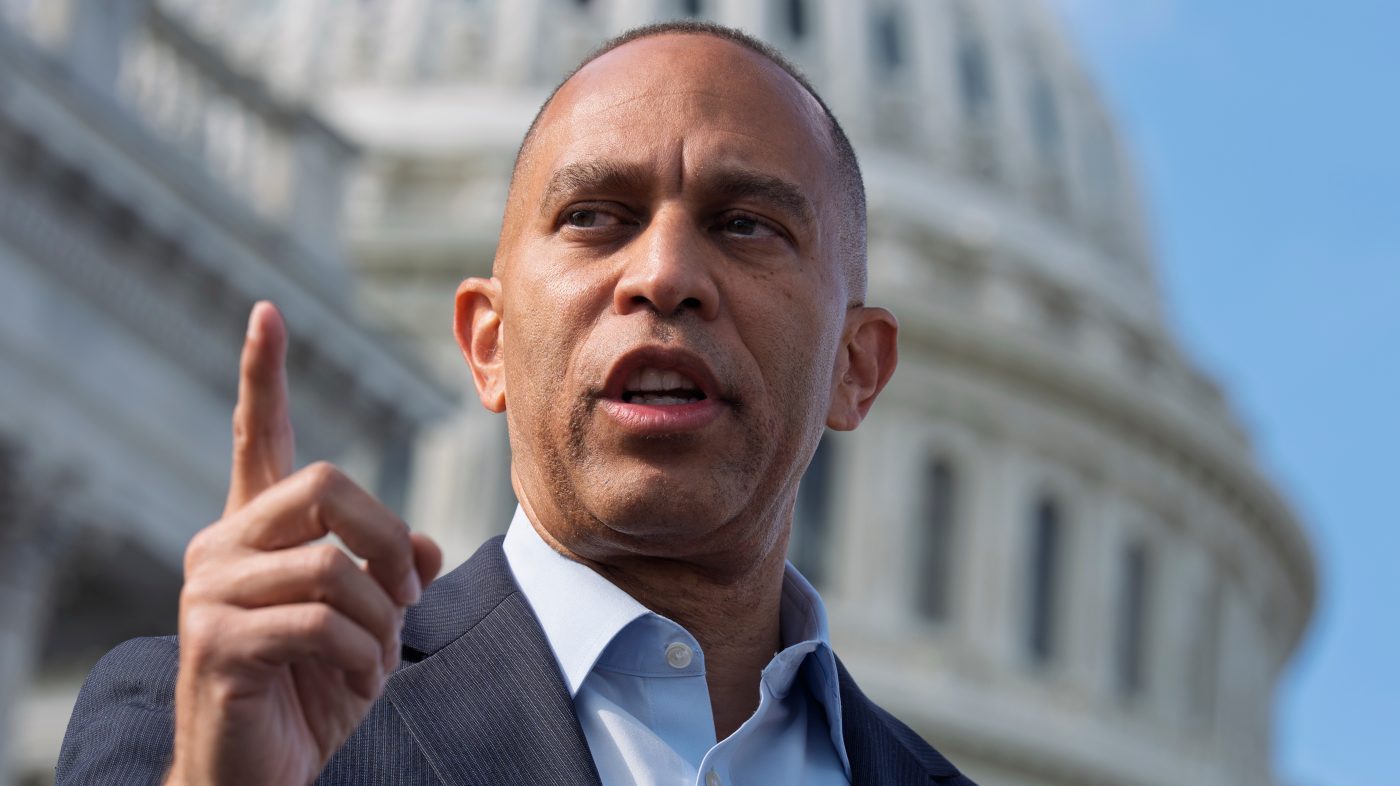 House Democratic Leader Hakeem Jeffries (N.Y.) speaks during a news conference at the Capitol in Washington, Sept. 30, 2026.