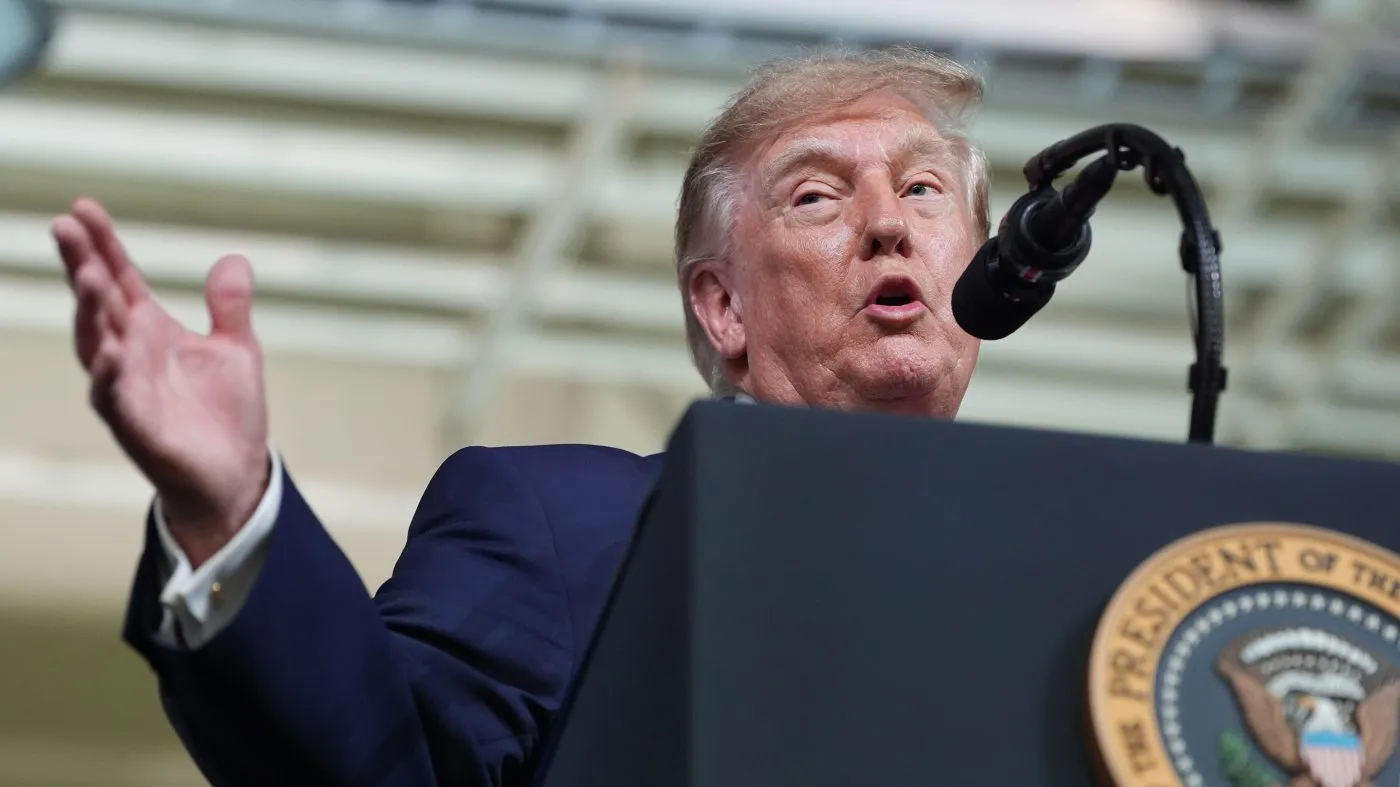 President Donald Trump speaks at Peterbilt Motors, Thursday, Oct. 1, 2026, in Denton, Texas. (AP Photo/Alex Brandon)