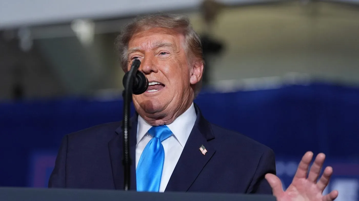 President Trump speaks at a campaign rally at the Pinnacle Bank Expo Center, Oct. 5, 2026, in Grand Island, Neb.