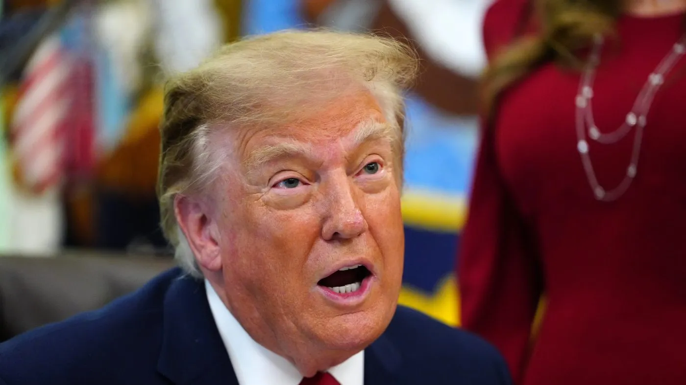 President Trump speaks in the Oval Office of the White House on Oct. 7, 2026, in Washington.