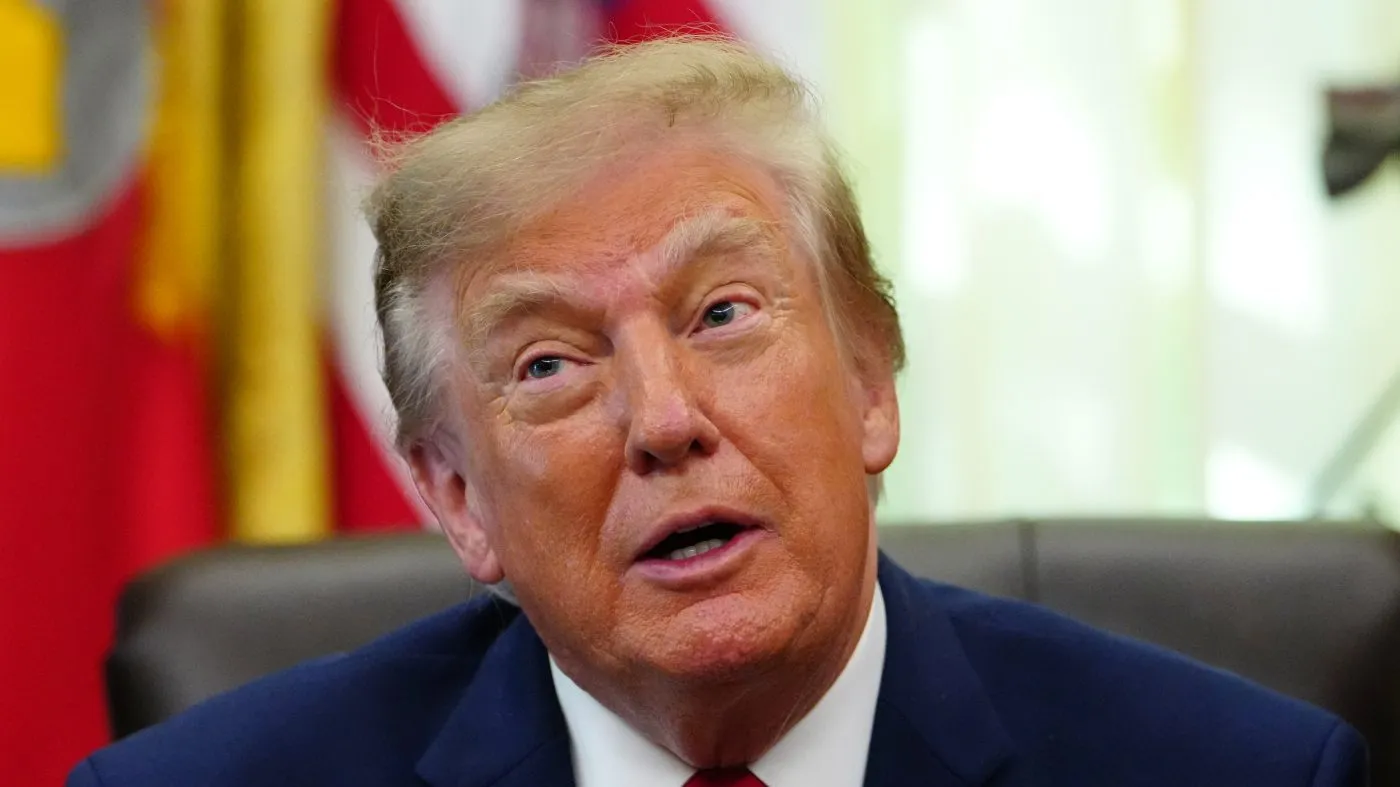 President Donald Trump speaks in the Oval Office of the White House, Wednesday, Oct. 7, 2026, in Washington. (AP Photo/Julia Demaree Nikhinson)
