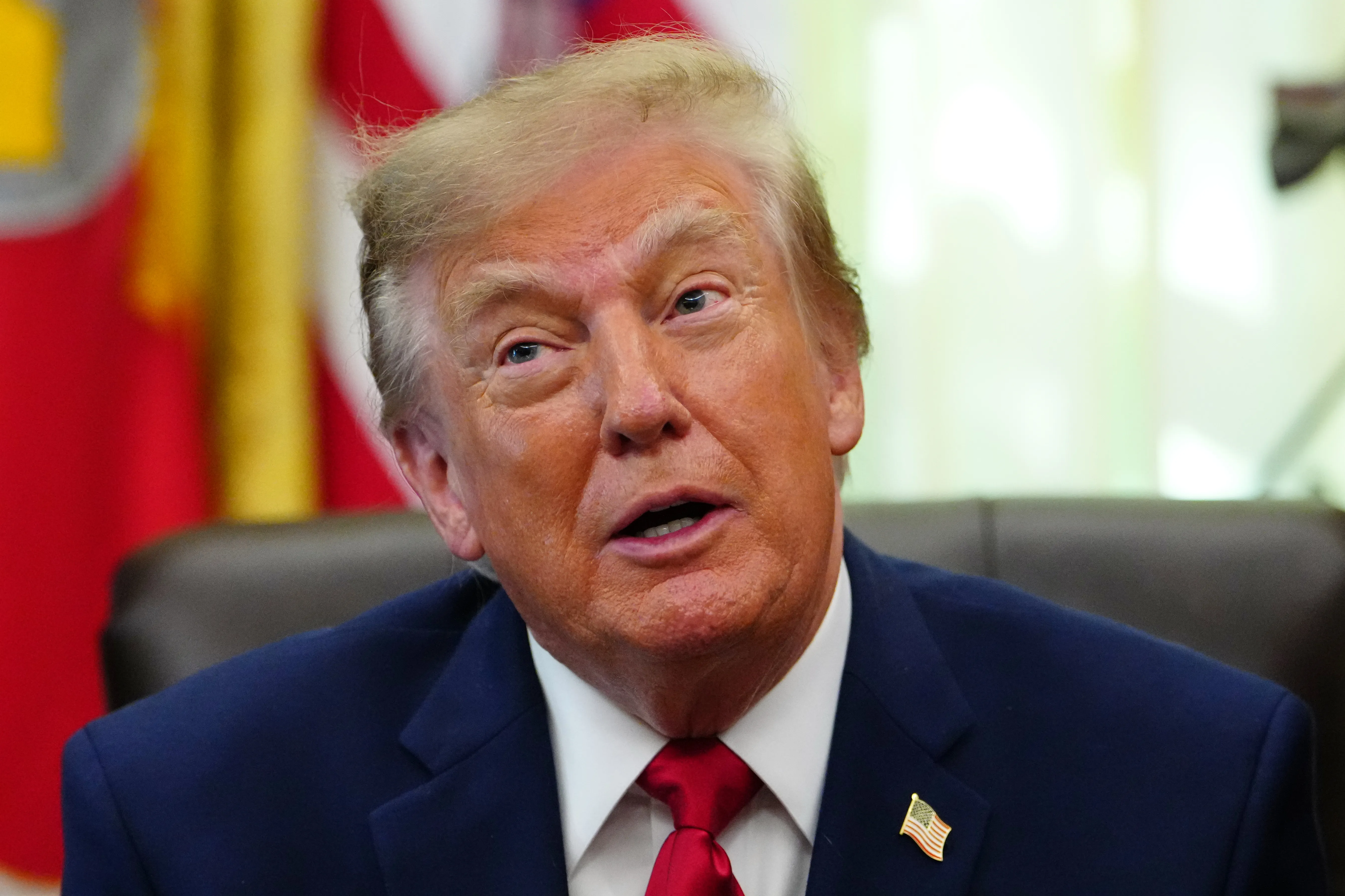 President Donald Trump speaks in the Oval Office of the White House, Wednesday, Oct. 7, 2026, in Washington. (AP Photo/Julia Demaree Nikhinson)