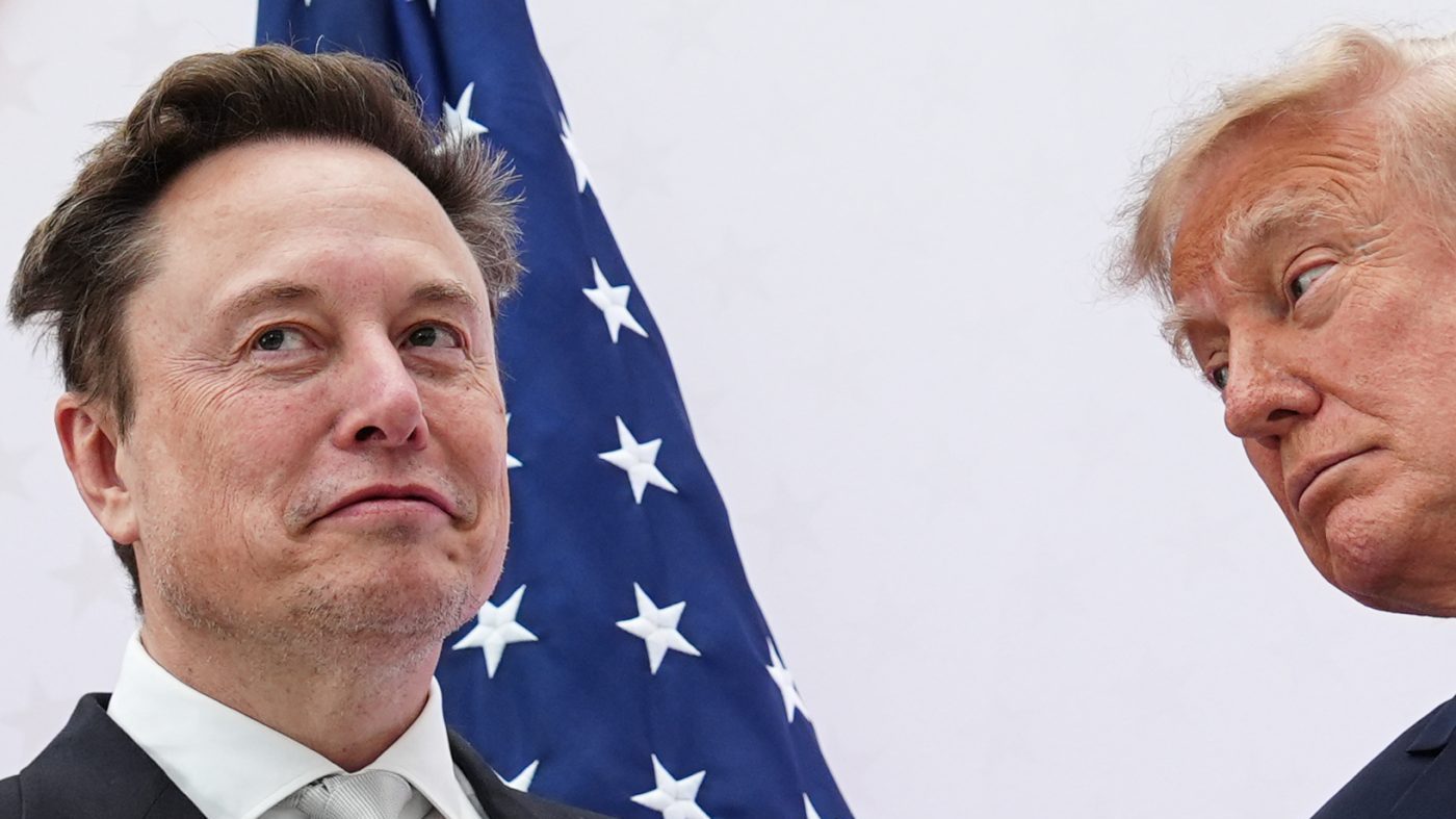 President Donald Trump, right, presents the National Medal of Science to Elon Musk at the U.S. Institute of Peace, Thursday, Oct. 8, 2026, in Washington. (AP Photo/Julia Demaree Nikhinson)