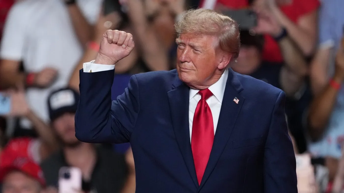 President Donald Trump arrives at a campaign rally at the Freeman Coliseum in San Antonio, Wednesday, Oct. 7, 2026. (AP Photo/Eric Gay)