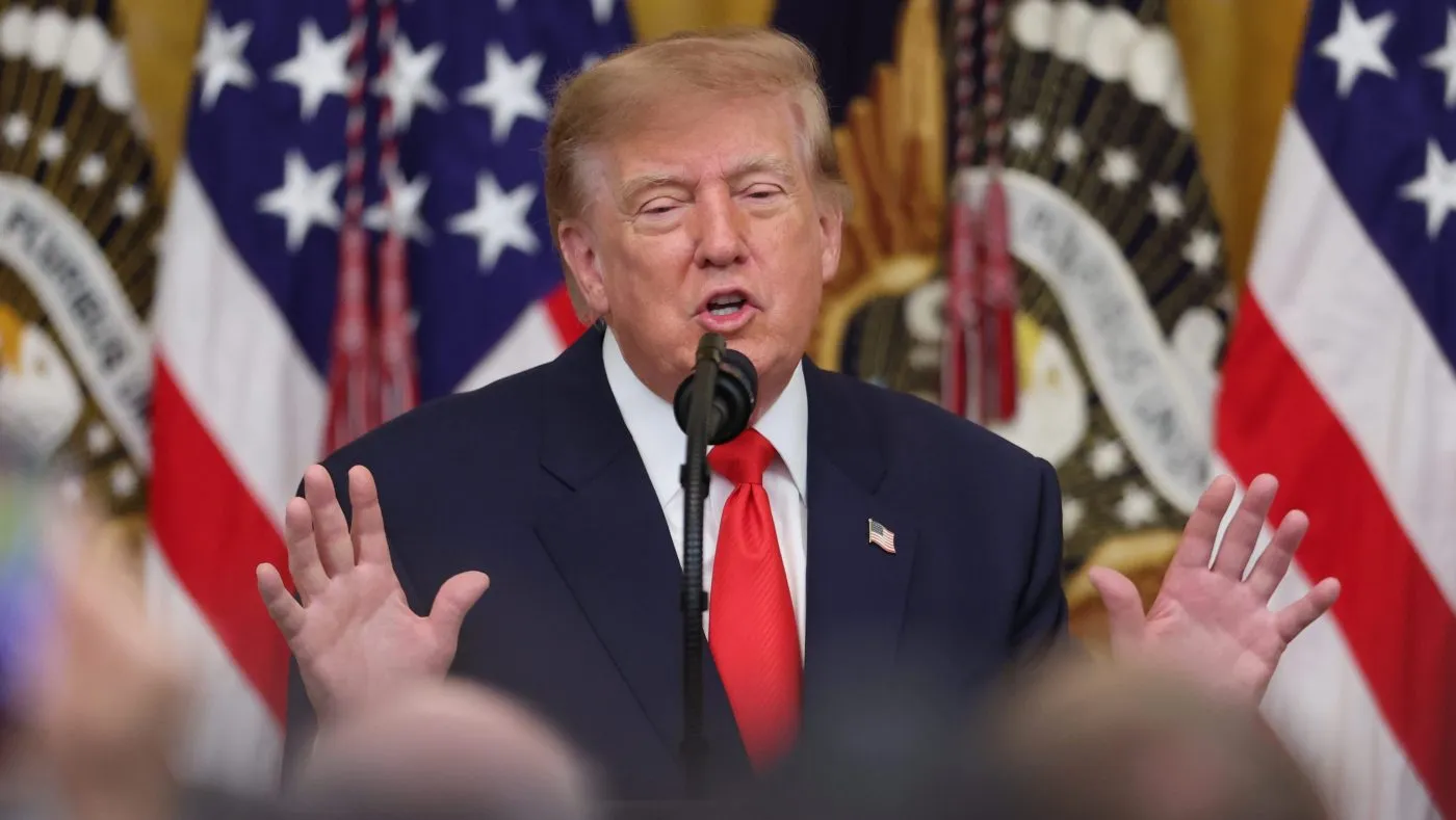 President Trump speaks during a Columbus Day celebration in the East Room of the White House, Oct. 9, 2026, in Washington.