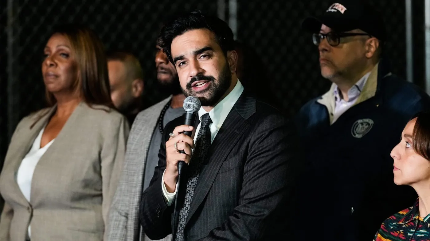 New York City Mayor Zohran Mamdani talks during a news conference near the scene of a shooting on Thursday, Oct. 8, 2026, in New York. (AP Photo/Seth Wenig)