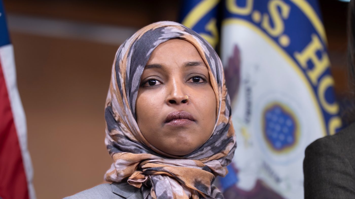 Rep. Ilhan Omar (D-Minn.) takes questions during a news conference at the Capitol in Washington, Jan. 13, 2026.