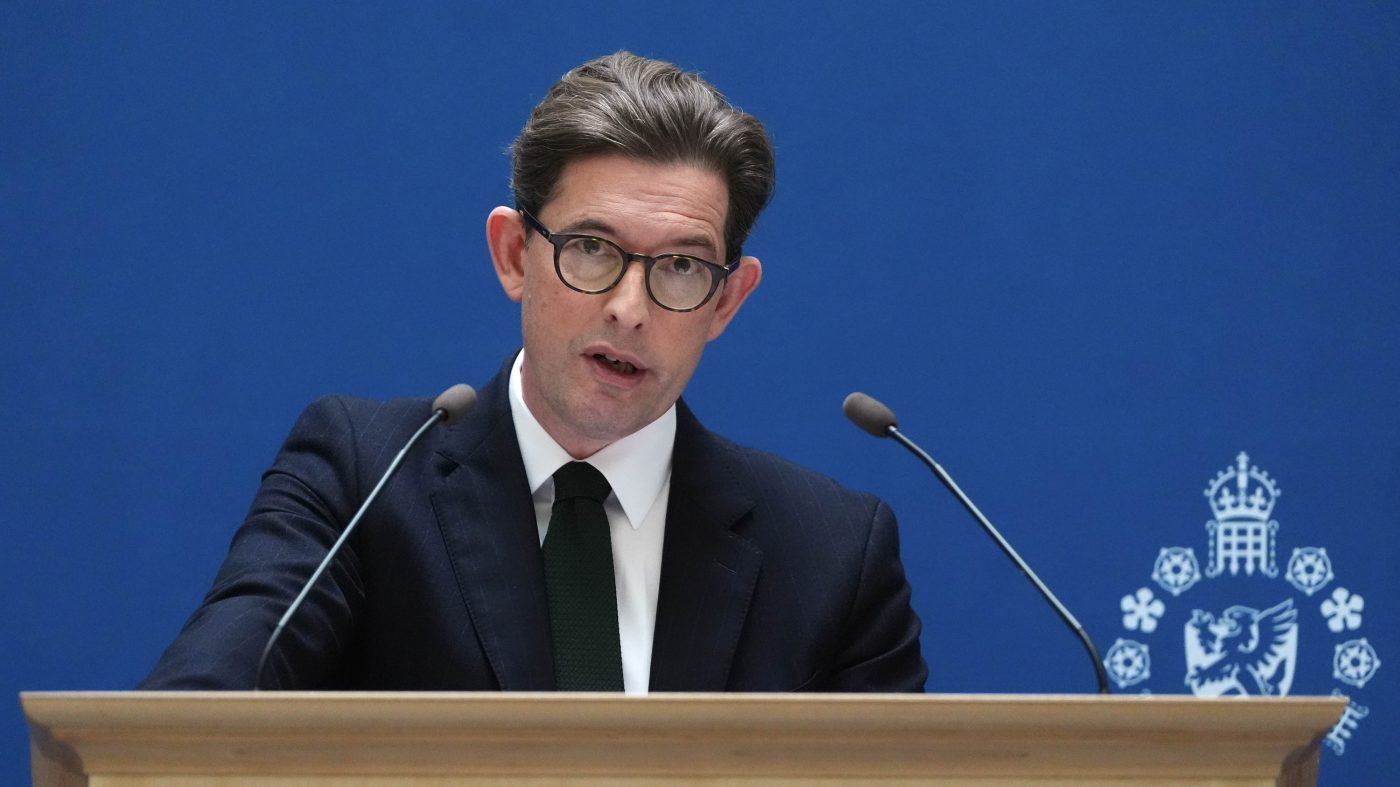 Director General of MI5 Ken McCallum speaks at Thames House, the headquarters of the UK’s Security Service in London, Tuesday Oct. 13, 2026. (Jonathan Brady/PA via AP, Pool)